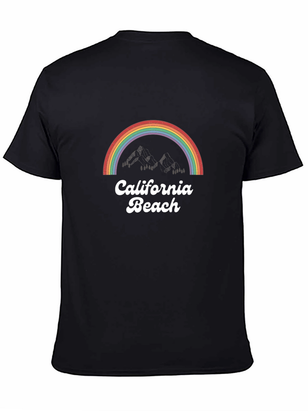 California Beach Rainbow Graphic Tee - Black