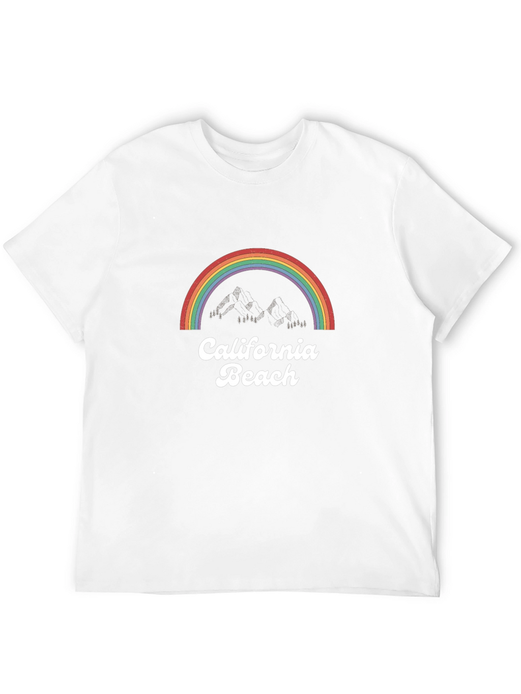 California Beach Rainbow Graphic Tee - Black