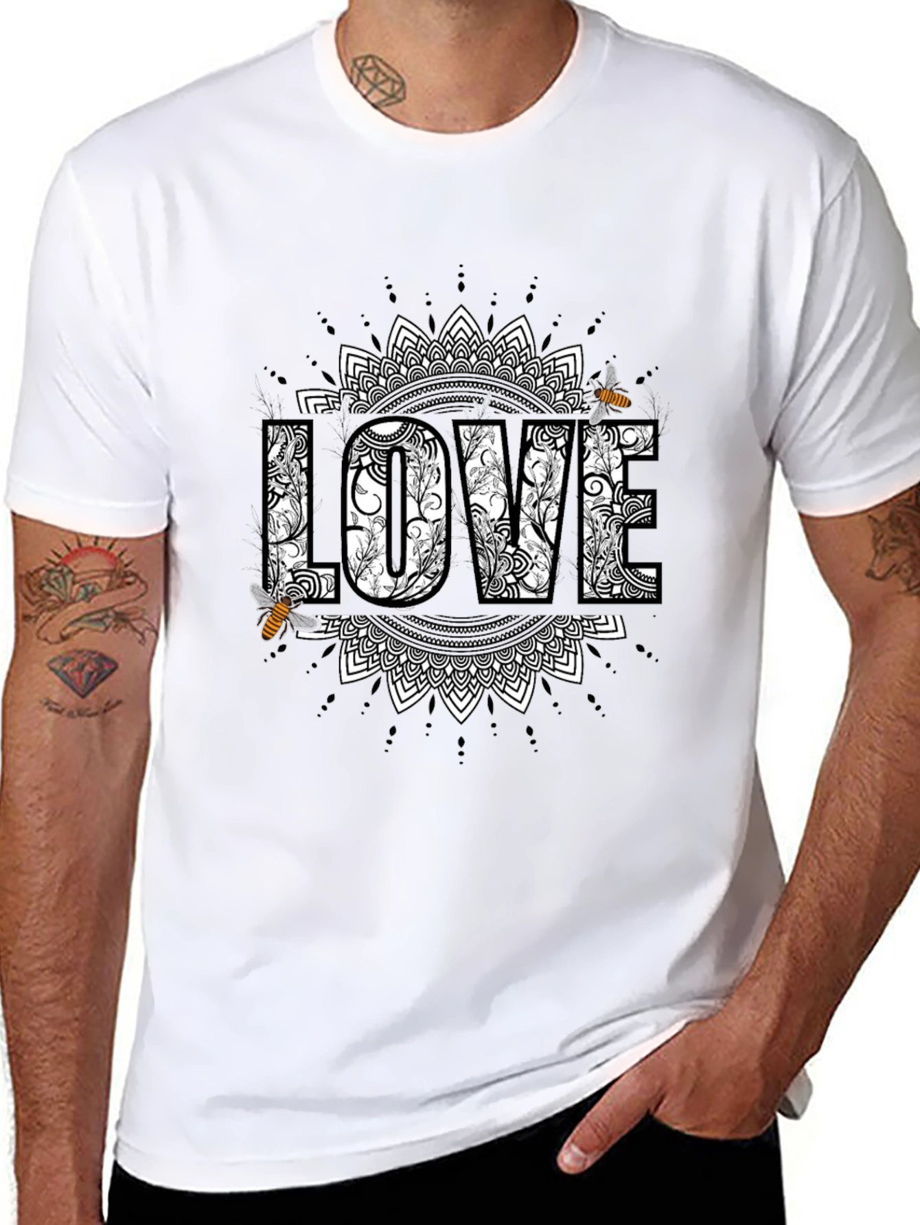 Love & Bees Graphic Tee - Black Crew Neck