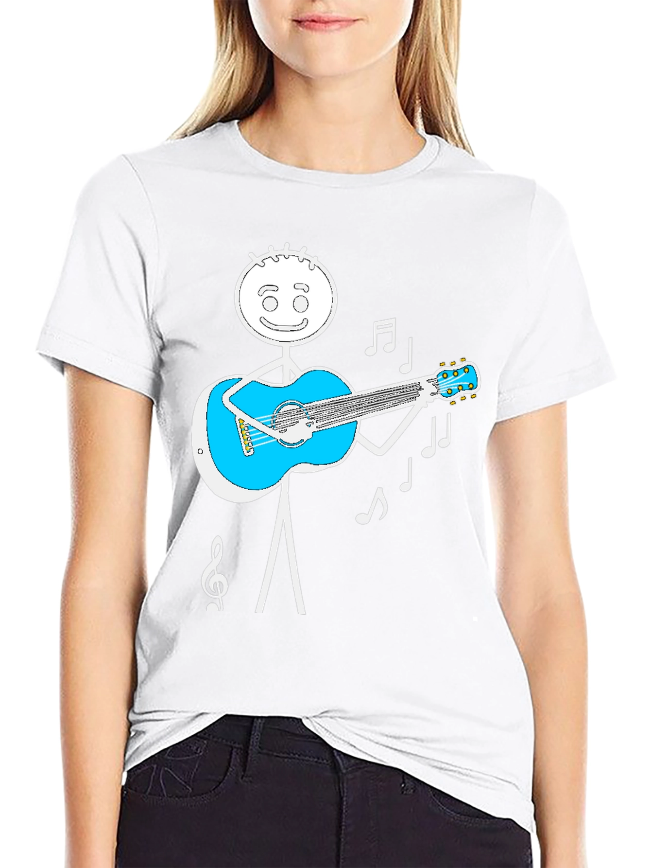 Stick Figure Guitar Player Graphic Tee