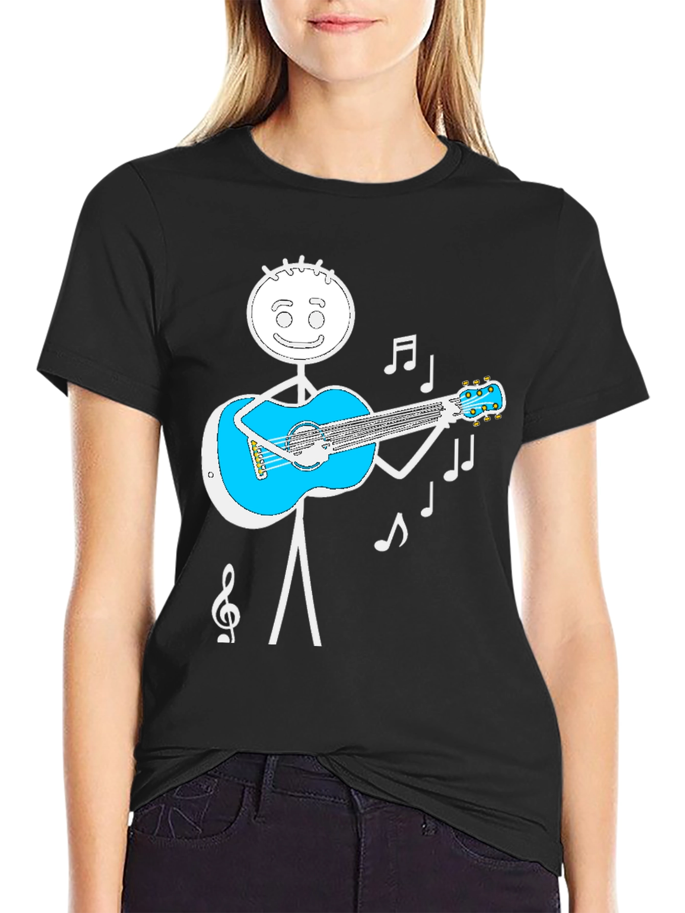 Stick Figure Guitar Player Graphic Tee