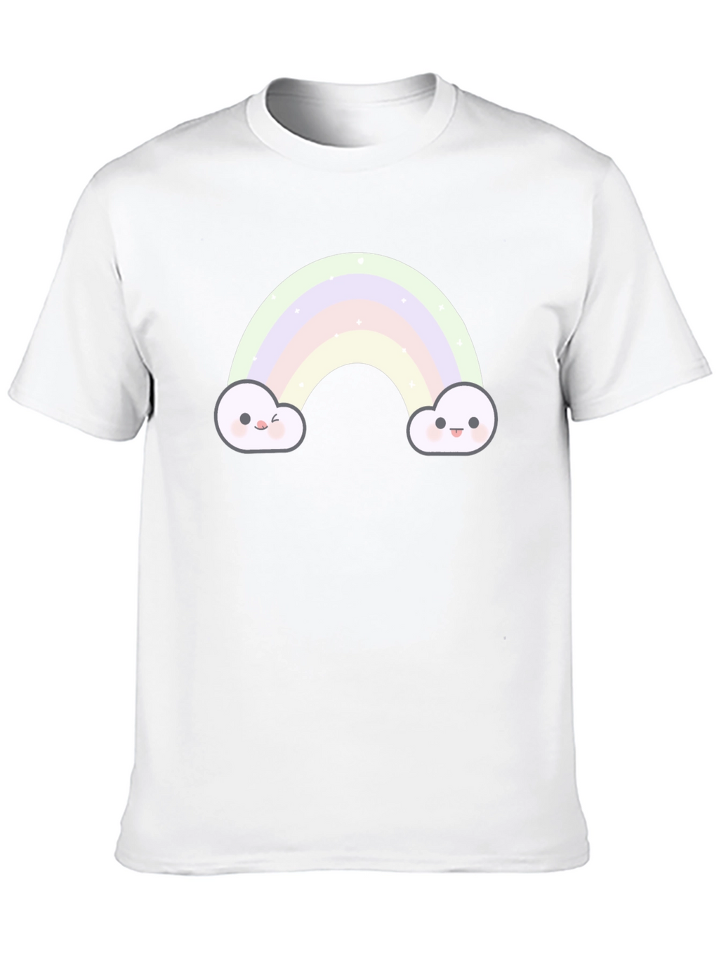 Cute Rainbow Cloud Graphic Tee - Black