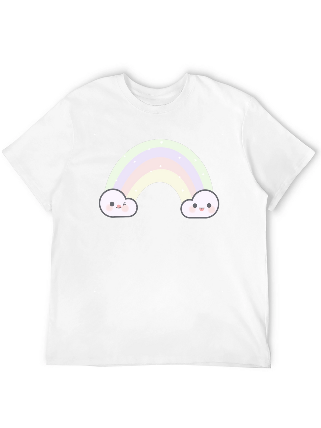Cute Rainbow Cloud Graphic Tee - Black