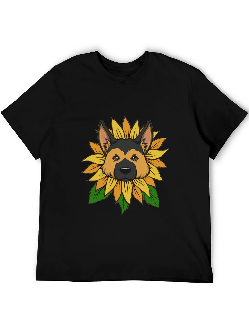 German Shepherd Sunflower Graphic Tee - Black