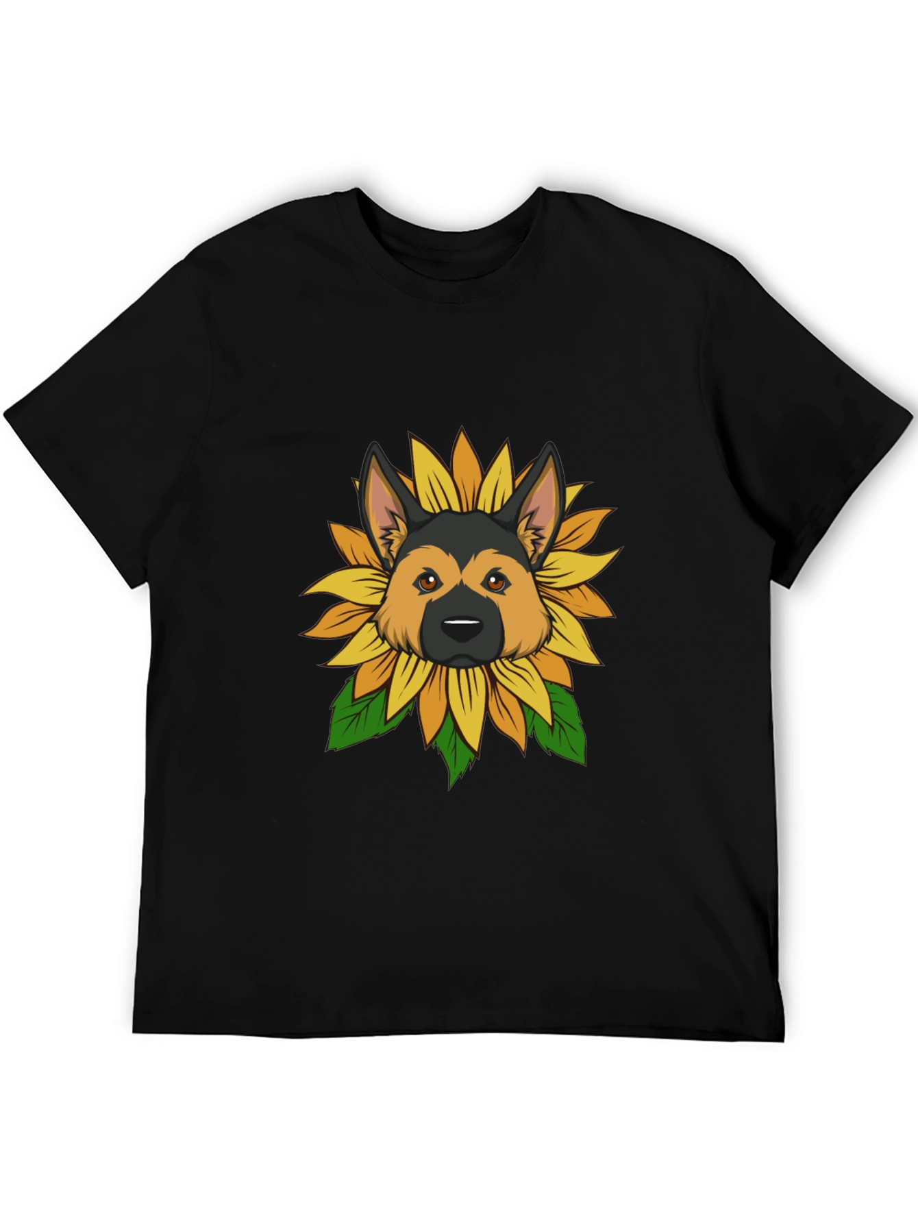 German Shepherd Sunflower Graphic Tee - Black