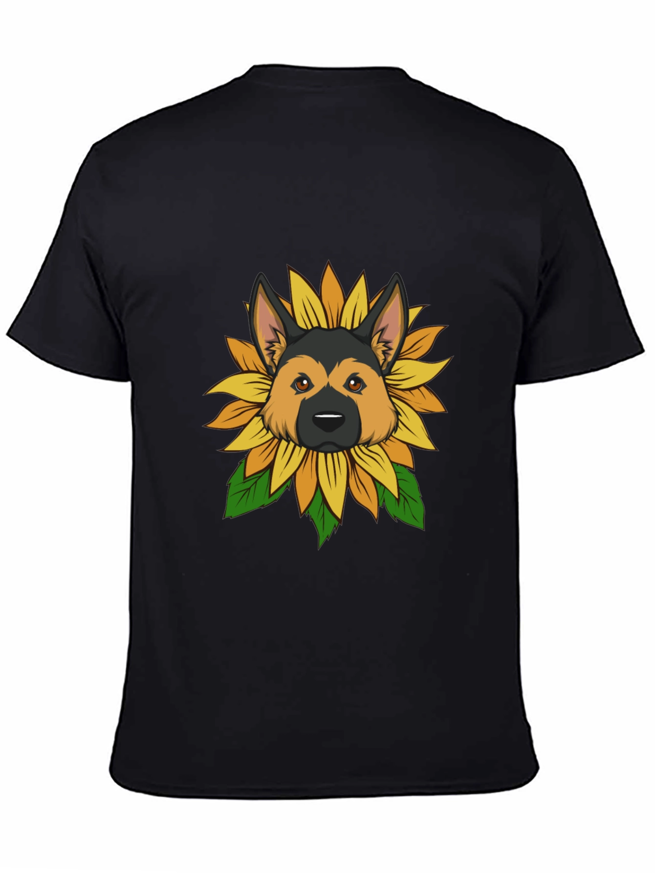 German Shepherd Sunflower Graphic Tee - Black