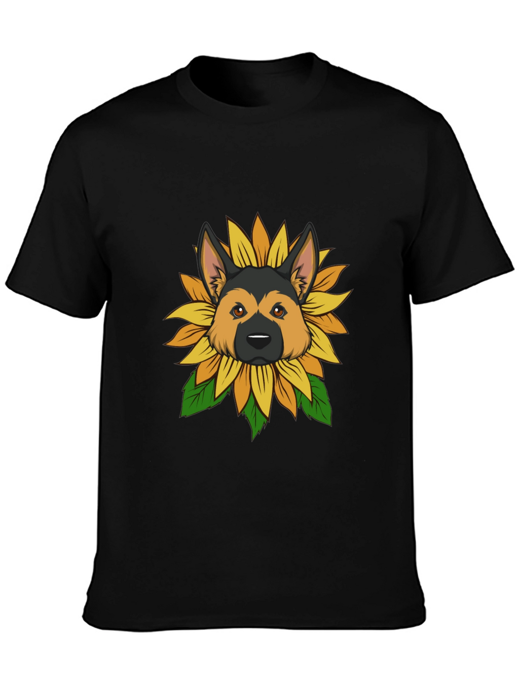 German Shepherd Sunflower Graphic Tee - Black