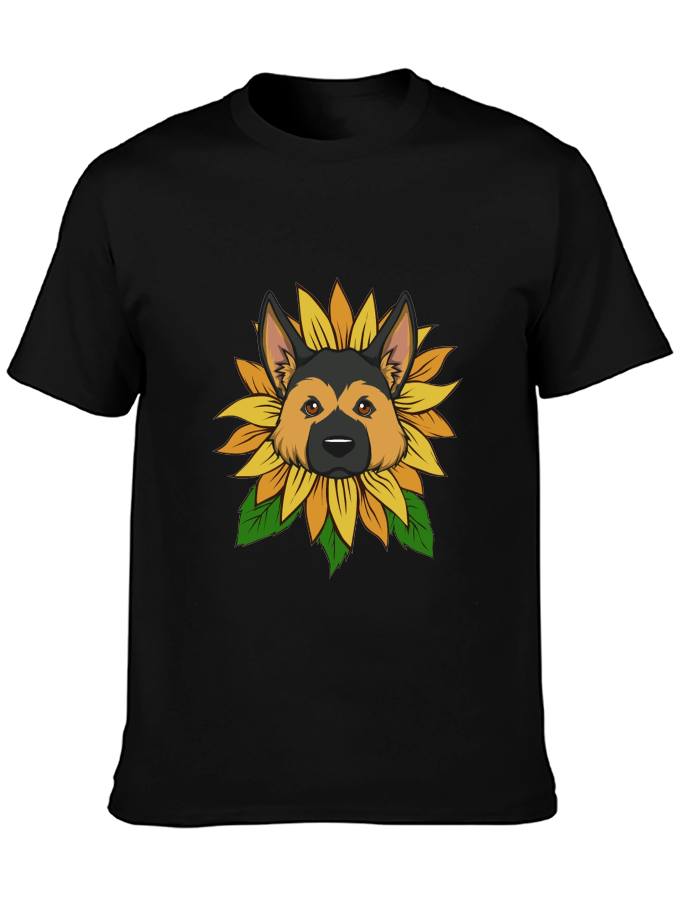 German Shepherd Sunflower Graphic Tee - Black