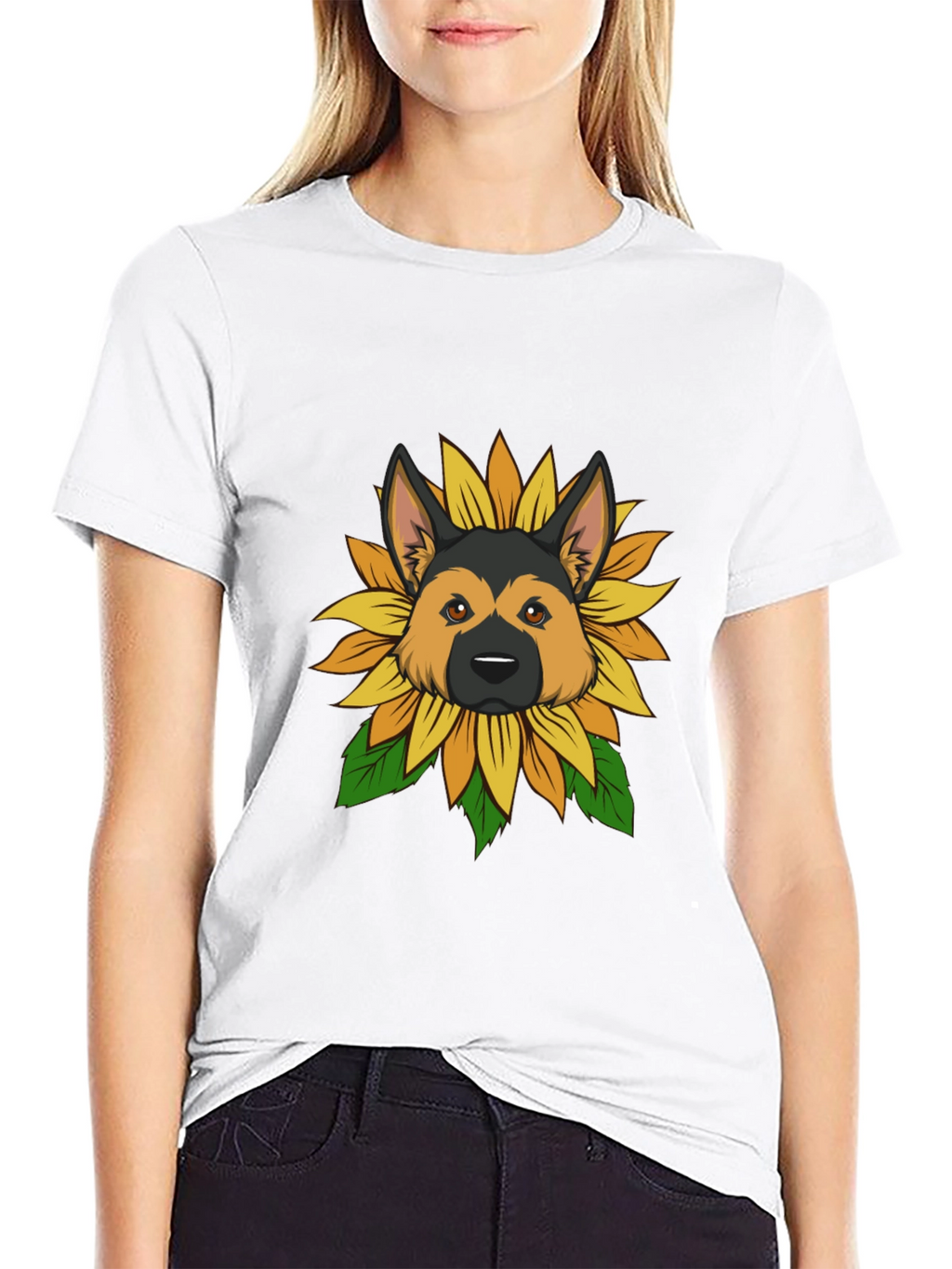 German Shepherd Sunflower Graphic Tee - Black