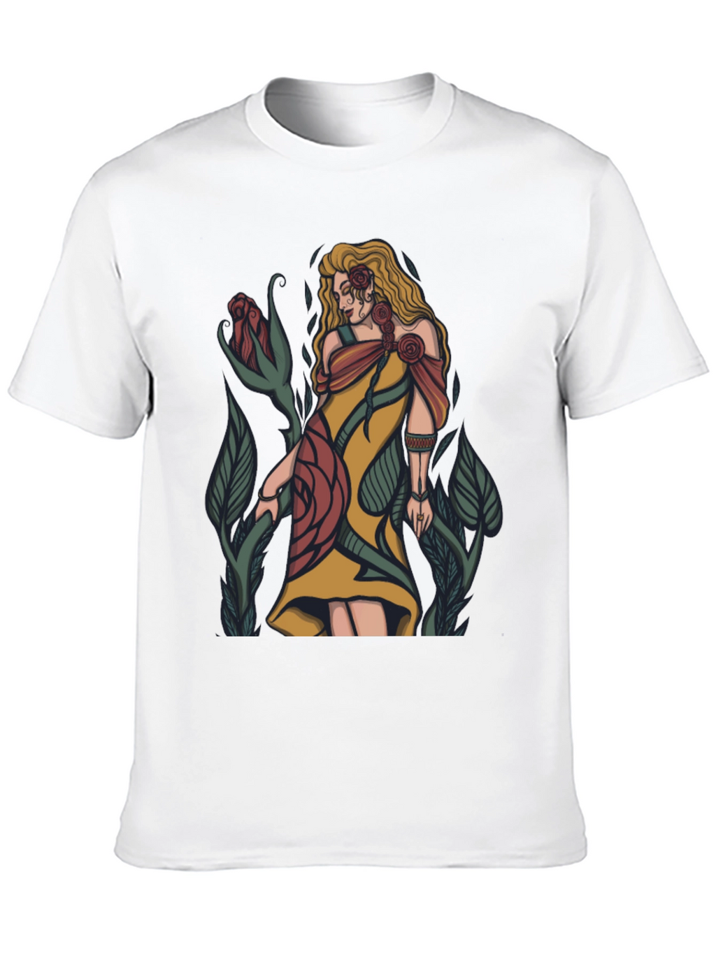 Floral Goddess Graphic T-Shirt - Black