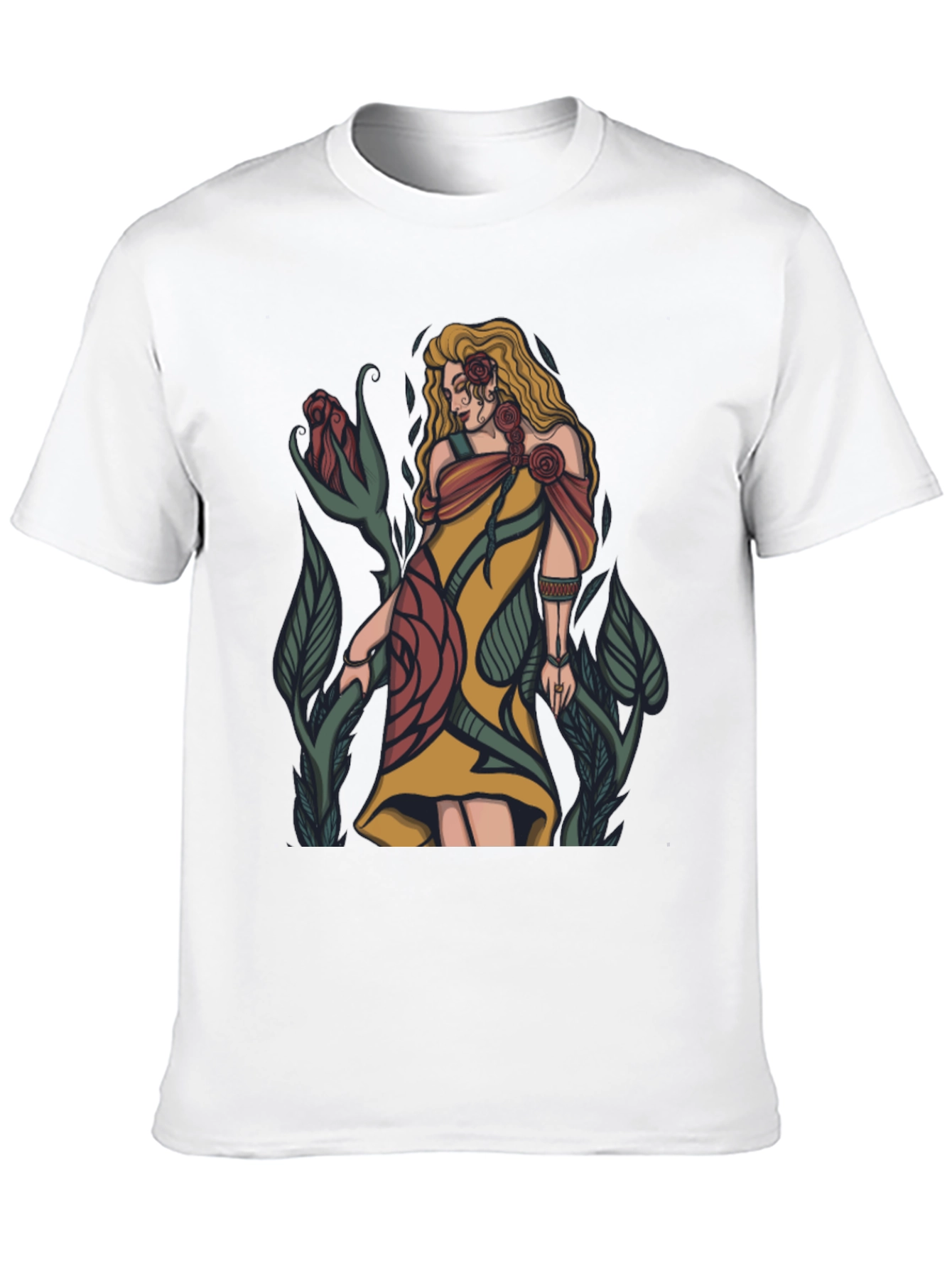 Floral Goddess Graphic T-Shirt - Black