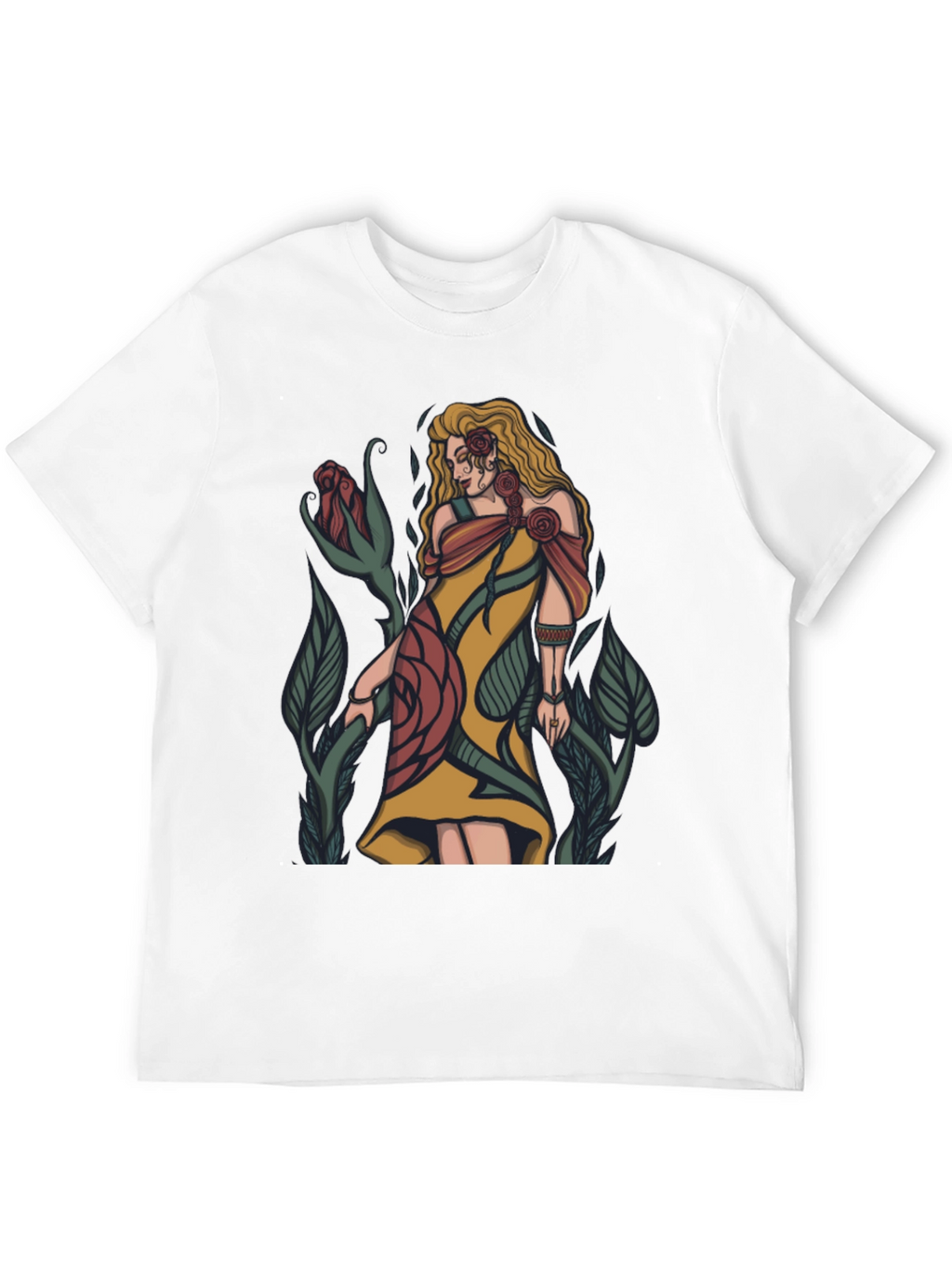 Floral Goddess Graphic T-Shirt - Black