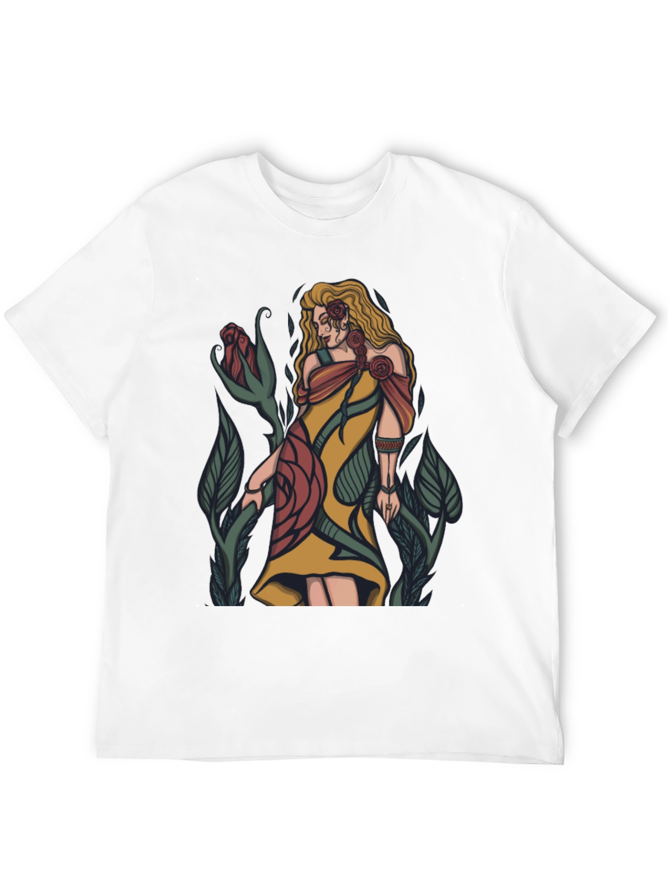 Floral Goddess Graphic T-Shirt - Black