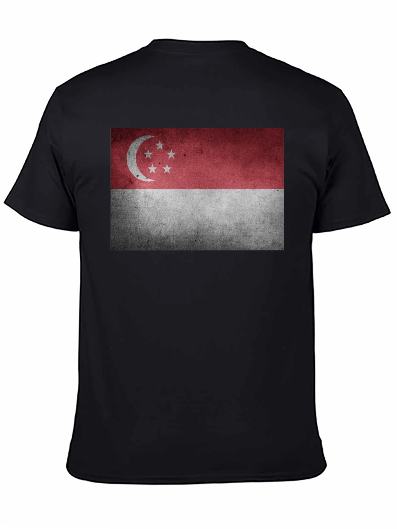 Singapore Flag Graphic Tee - Black Crew Neck T-Shirt