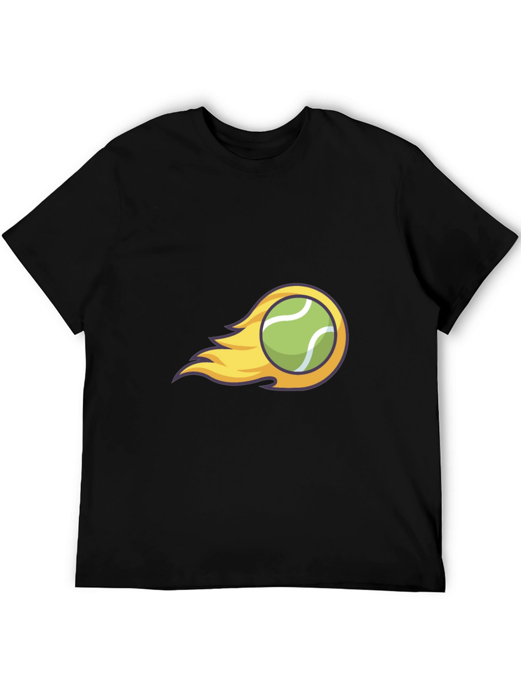 Flaming Tennis Ball Graphic Tee - Cool Black T-Shirt