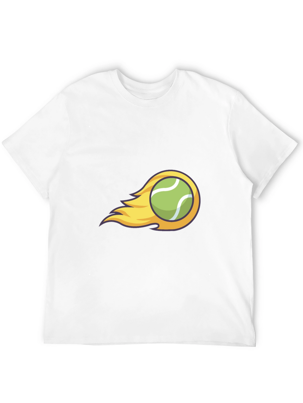 Flaming Tennis Ball Graphic Tee - Cool Black T-Shirt
