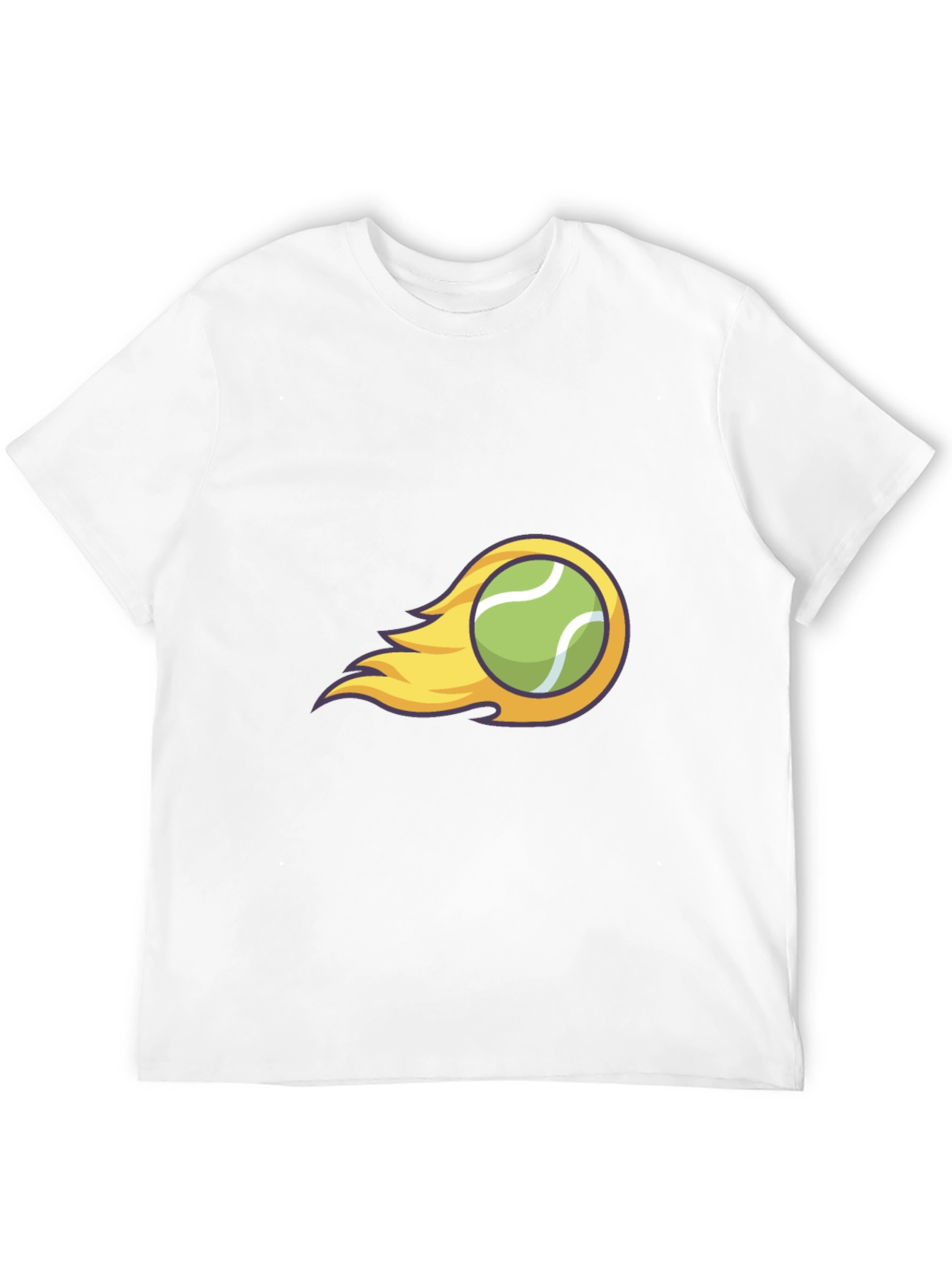 Flaming Tennis Ball Graphic Tee - Cool Black T-Shirt