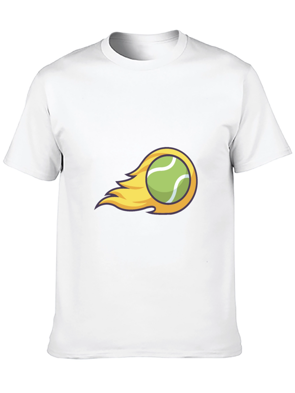 Flaming Tennis Ball Graphic Tee - Cool Black T-Shirt