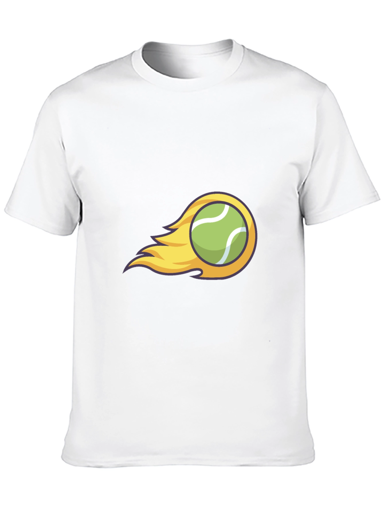 Flaming Tennis Ball Graphic Tee - Cool Black T-Shirt