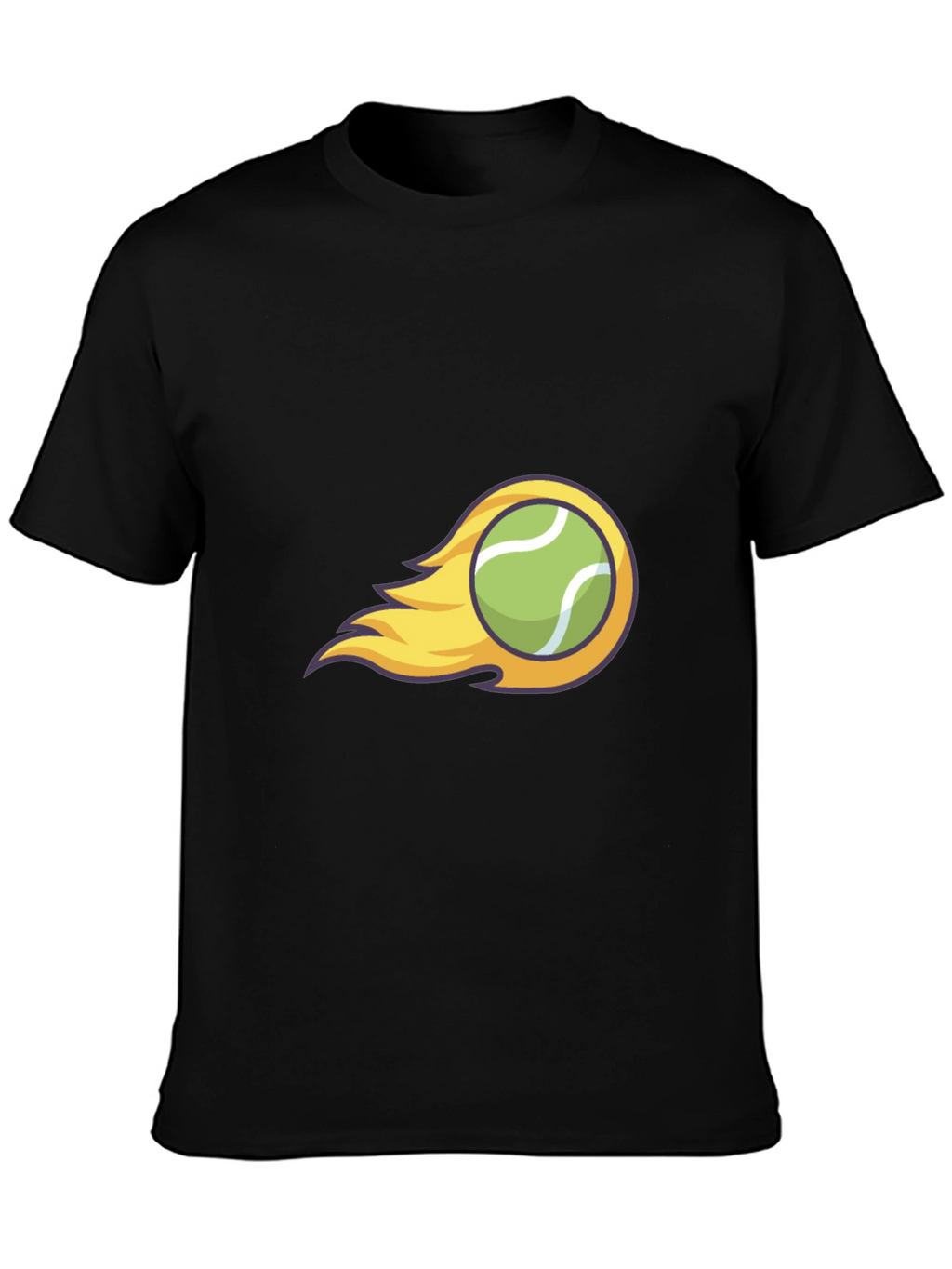 Flaming Tennis Ball Graphic Tee - Cool Black T-Shirt