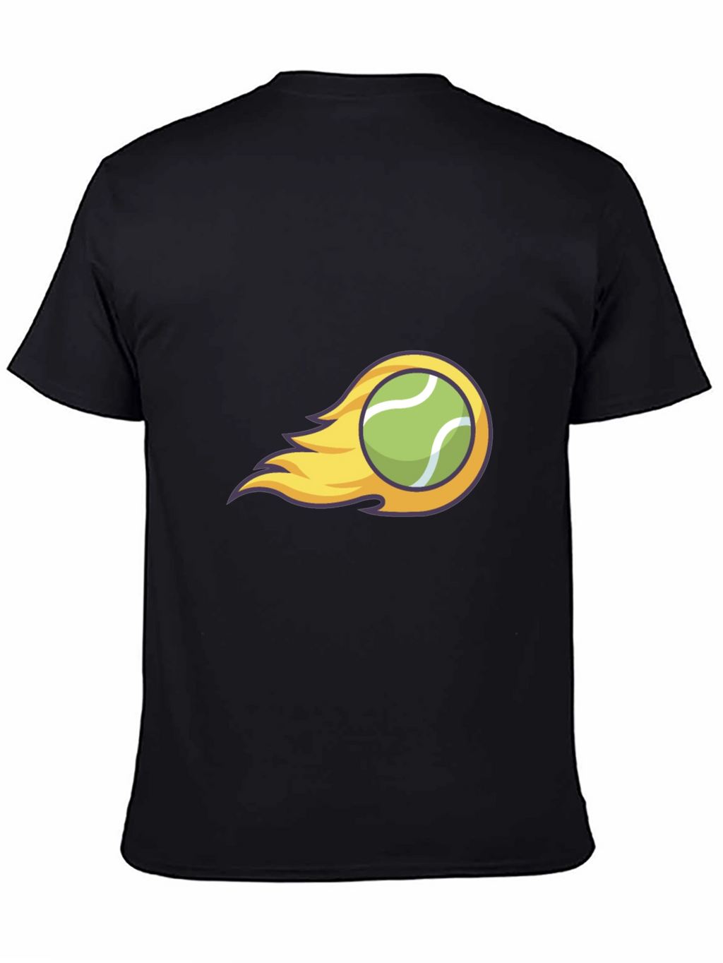 Flaming Tennis Ball Graphic Tee - Cool Black T-Shirt