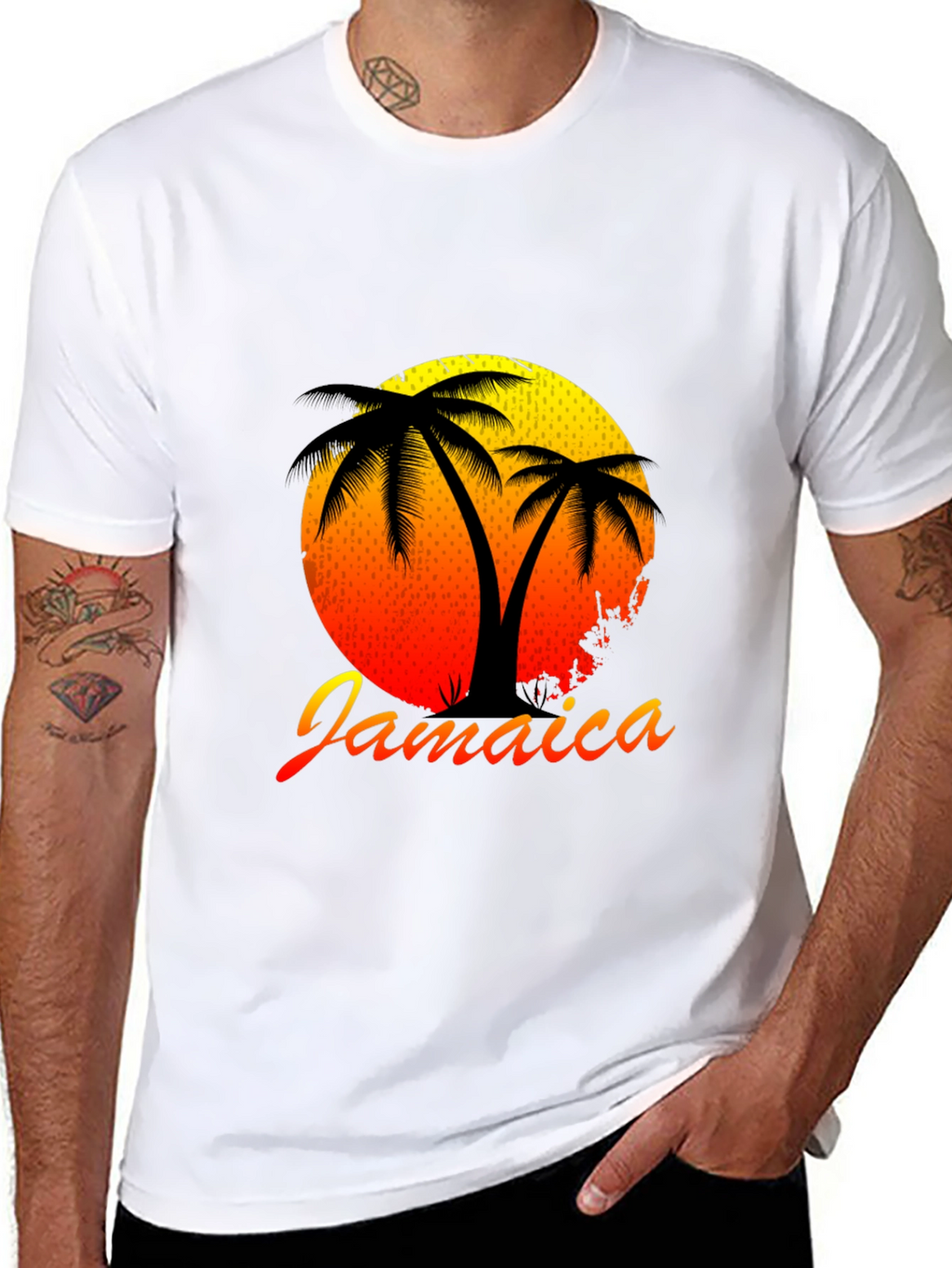Jamaica Sunset Palm Tree Graphic Tee