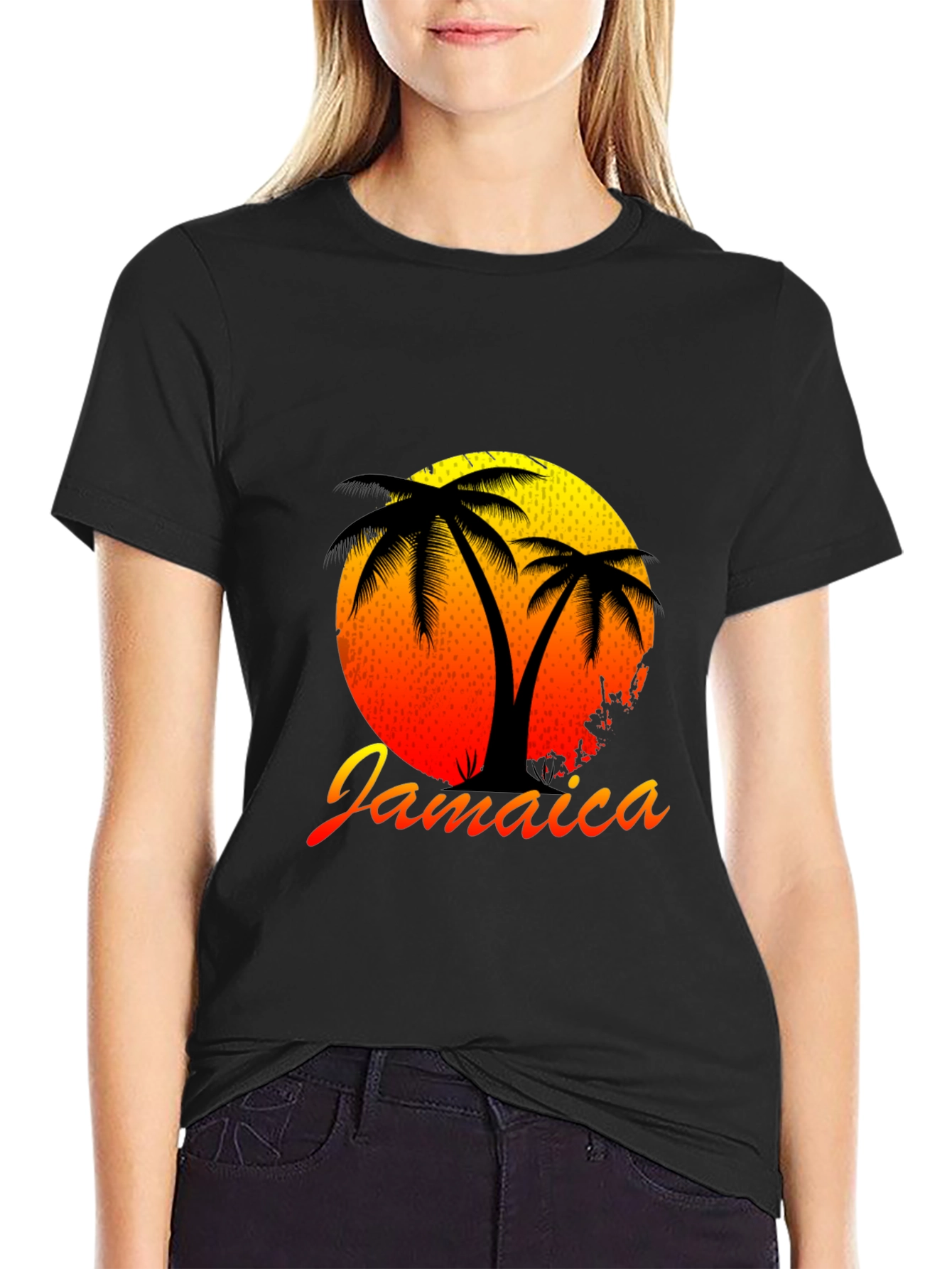Jamaica Sunset Palm Tree Graphic Tee