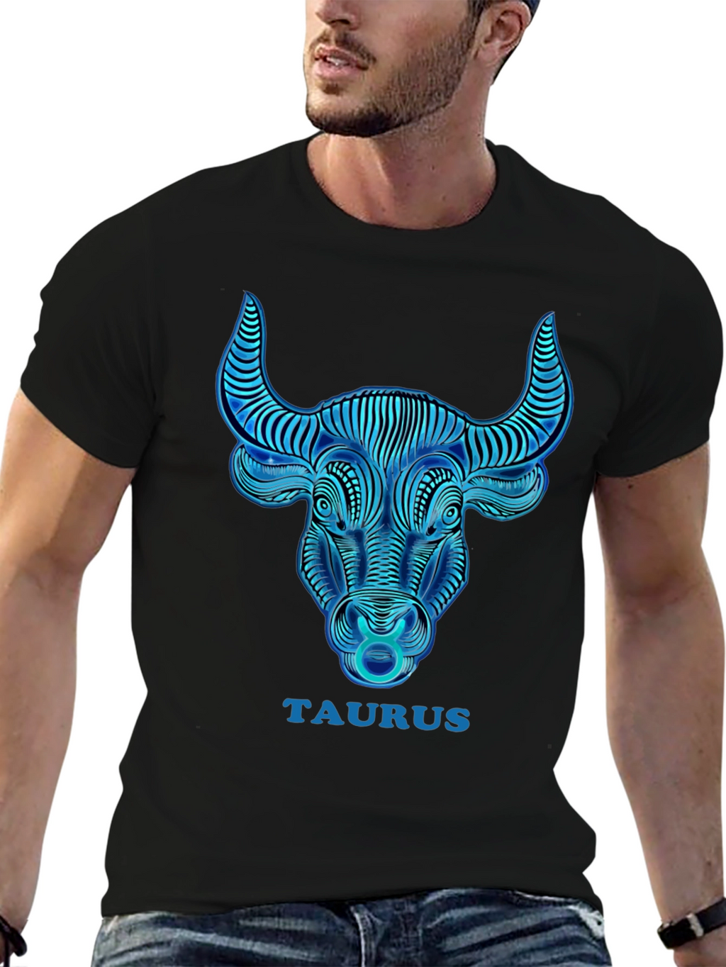 Taurus Zodiac Graphic T-Shirt - Black
