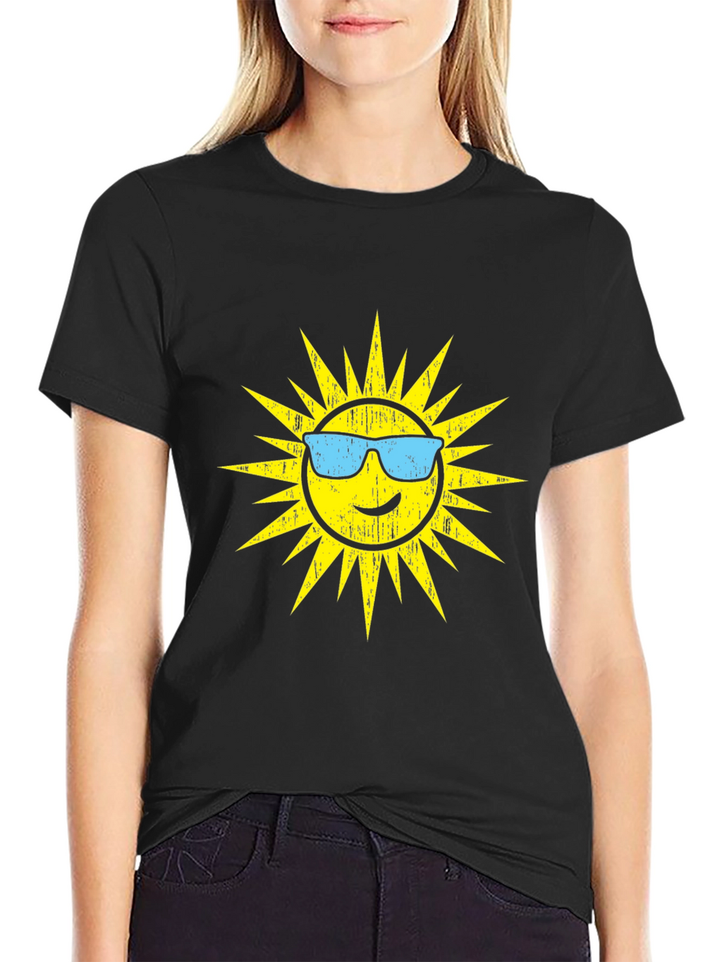 Cool Sun Graphic Tee - Black Cotton T-Shirt