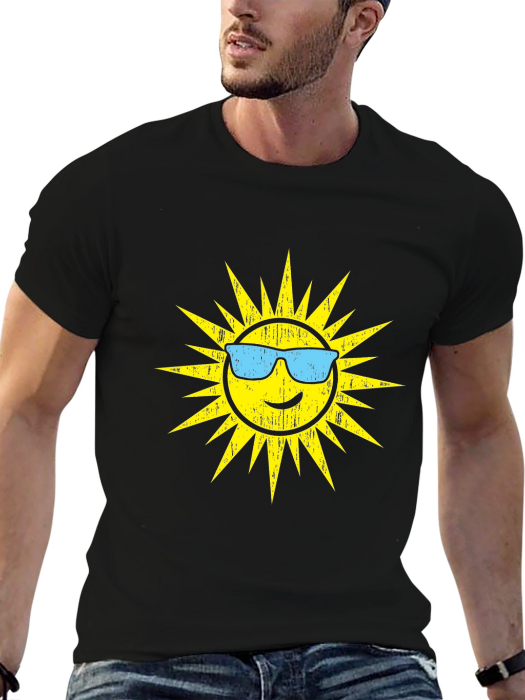 Cool Sun Graphic Tee - Black Cotton T-Shirt