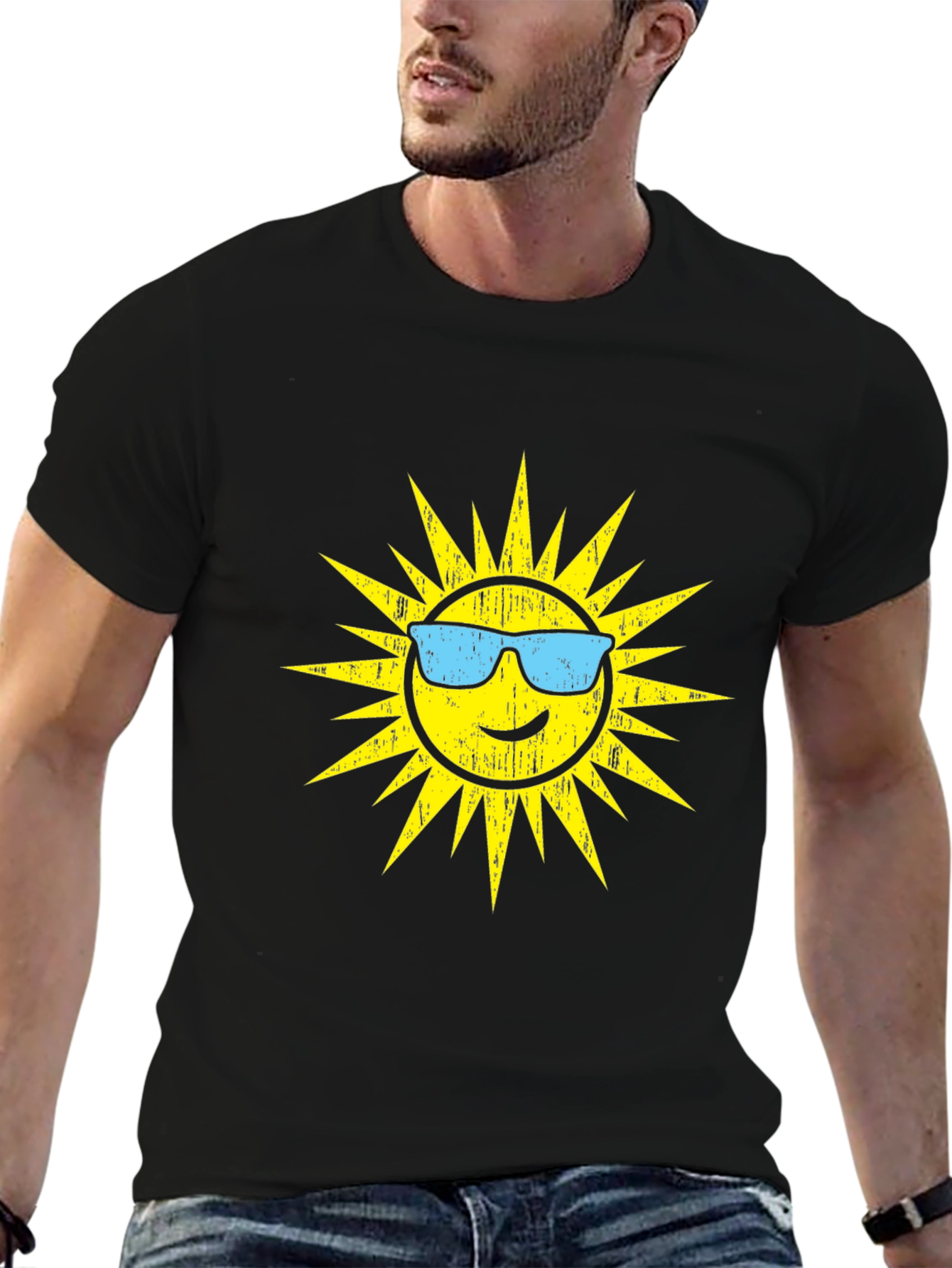 Cool Sun Graphic Tee - Black Cotton T-Shirt