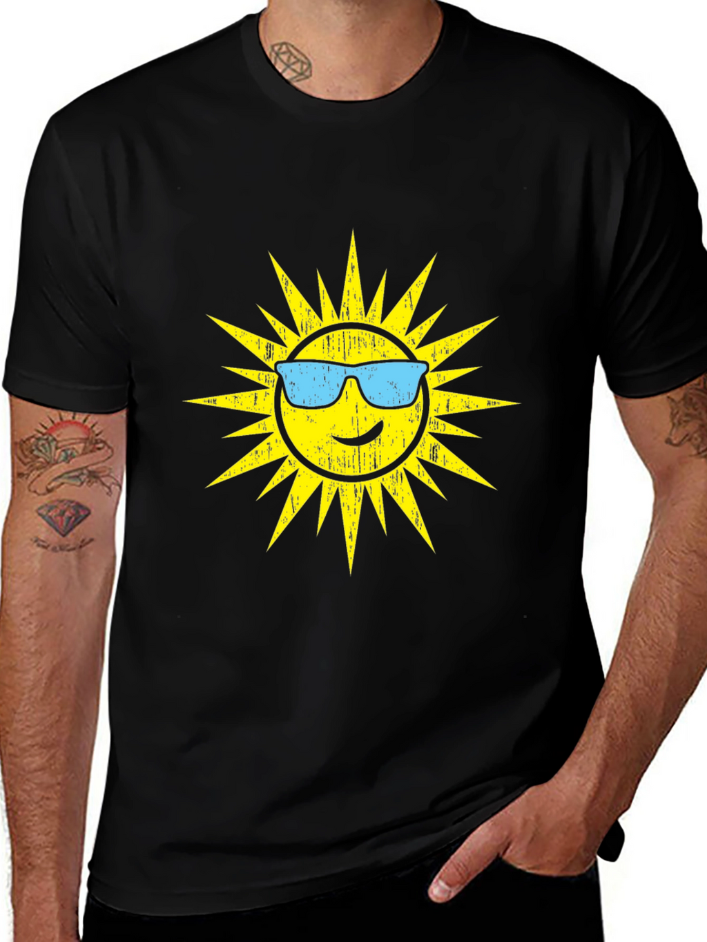 Cool Sun Graphic Tee - Black Cotton T-Shirt