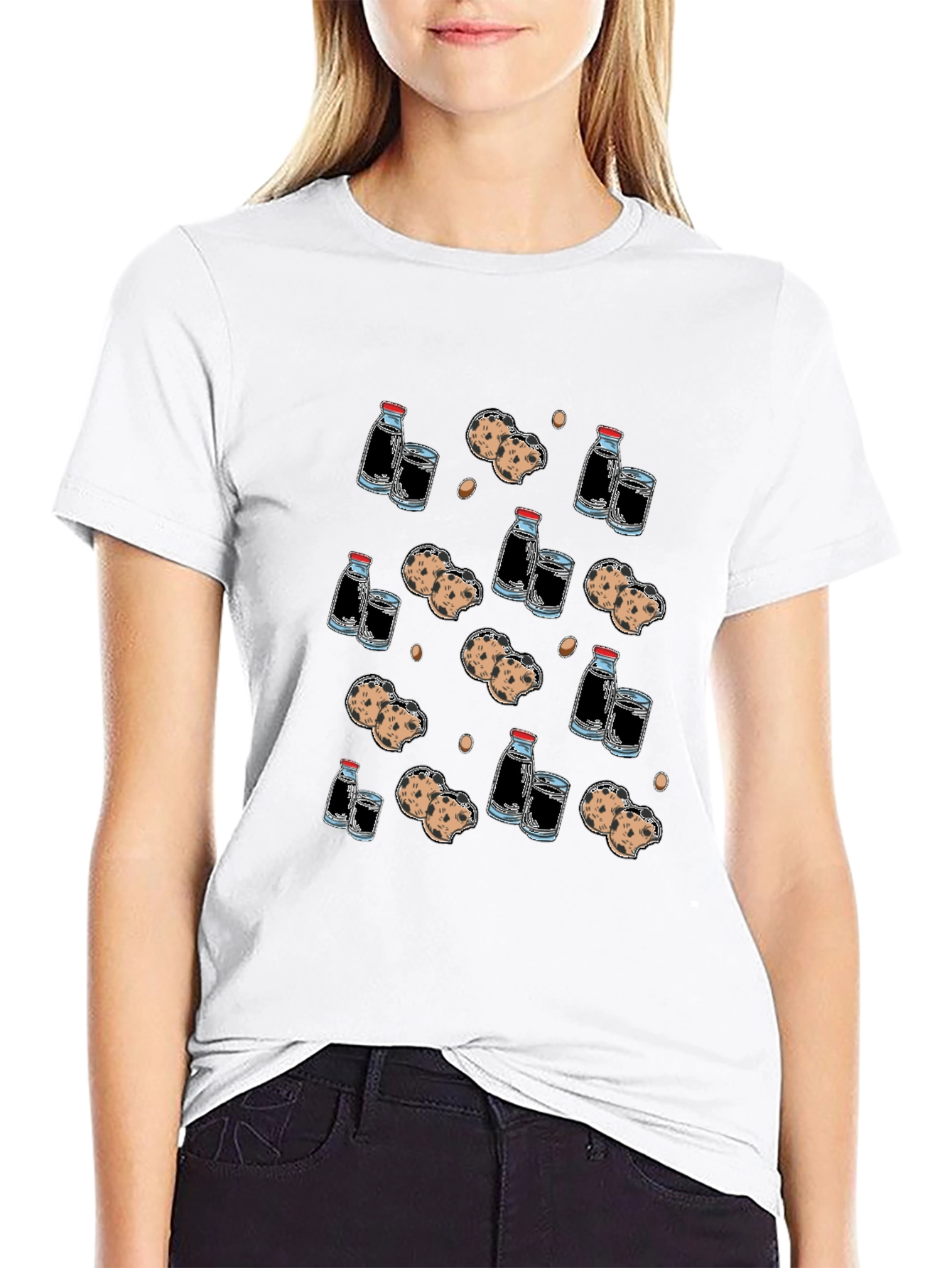 Milk and Cookies Patterned T-Shirt