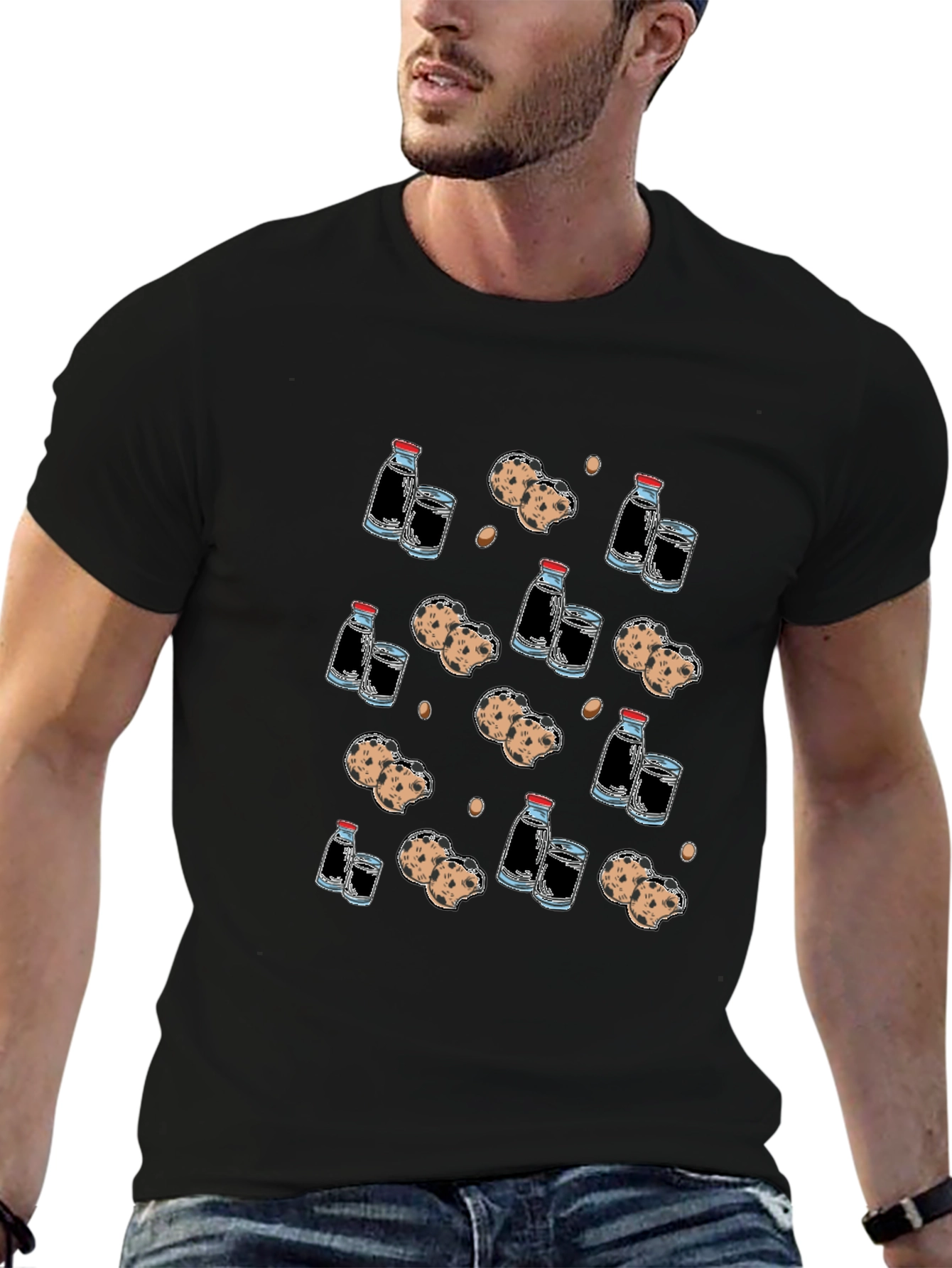 Milk and Cookies Patterned T-Shirt