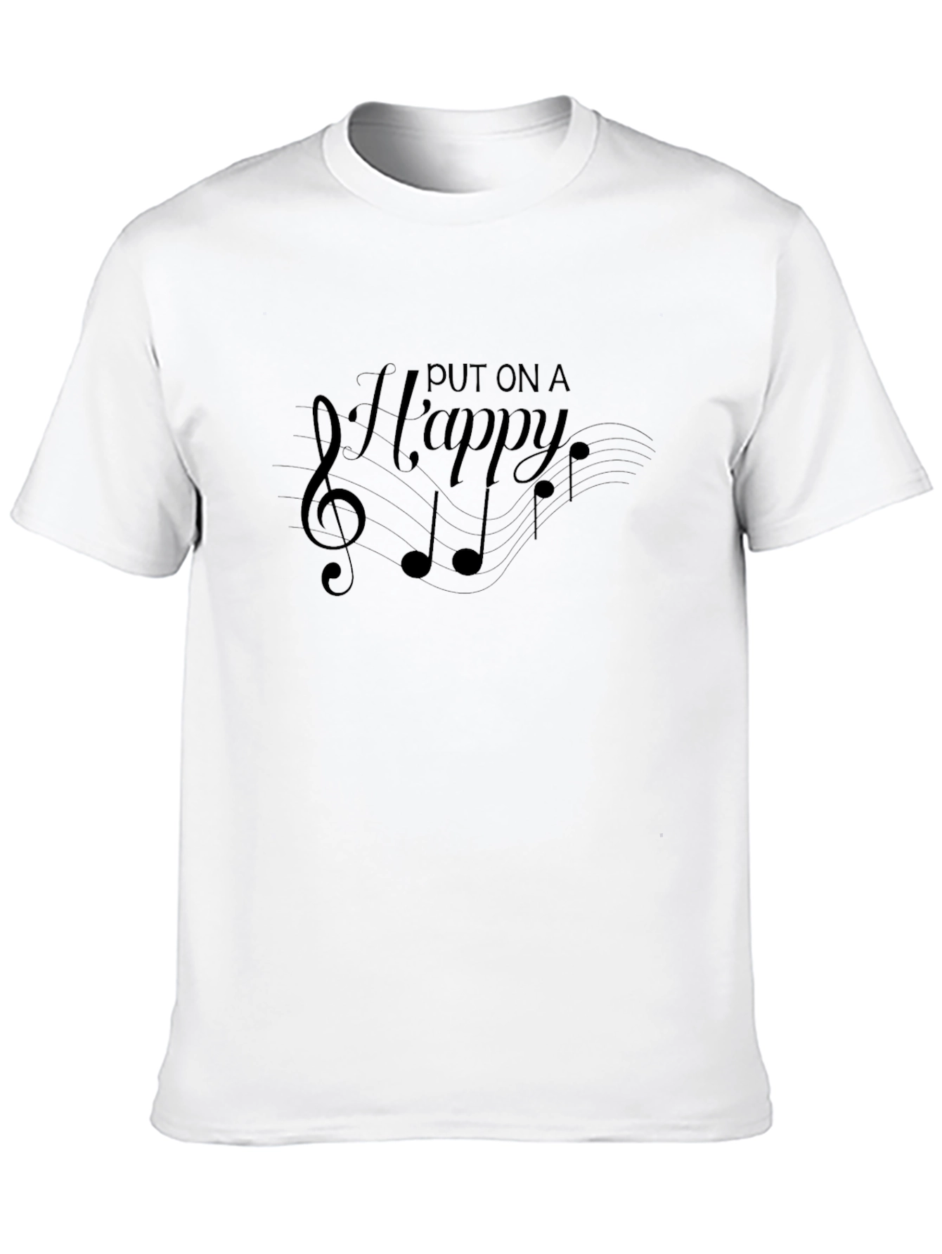 Musical Put on a Happy Graphic Black T-Shirt