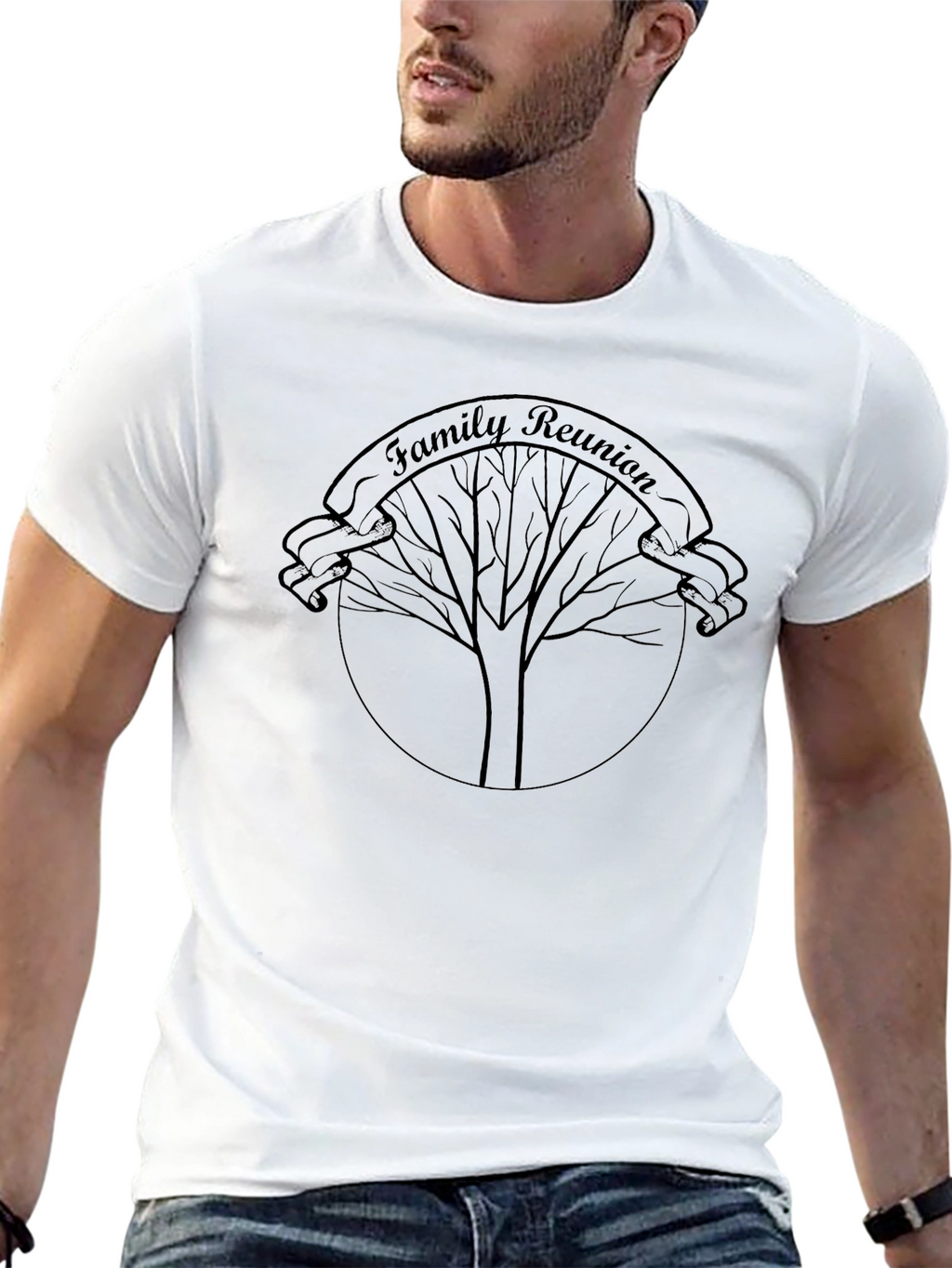 Family Reunion Tree Graphic T-Shirt - Black
