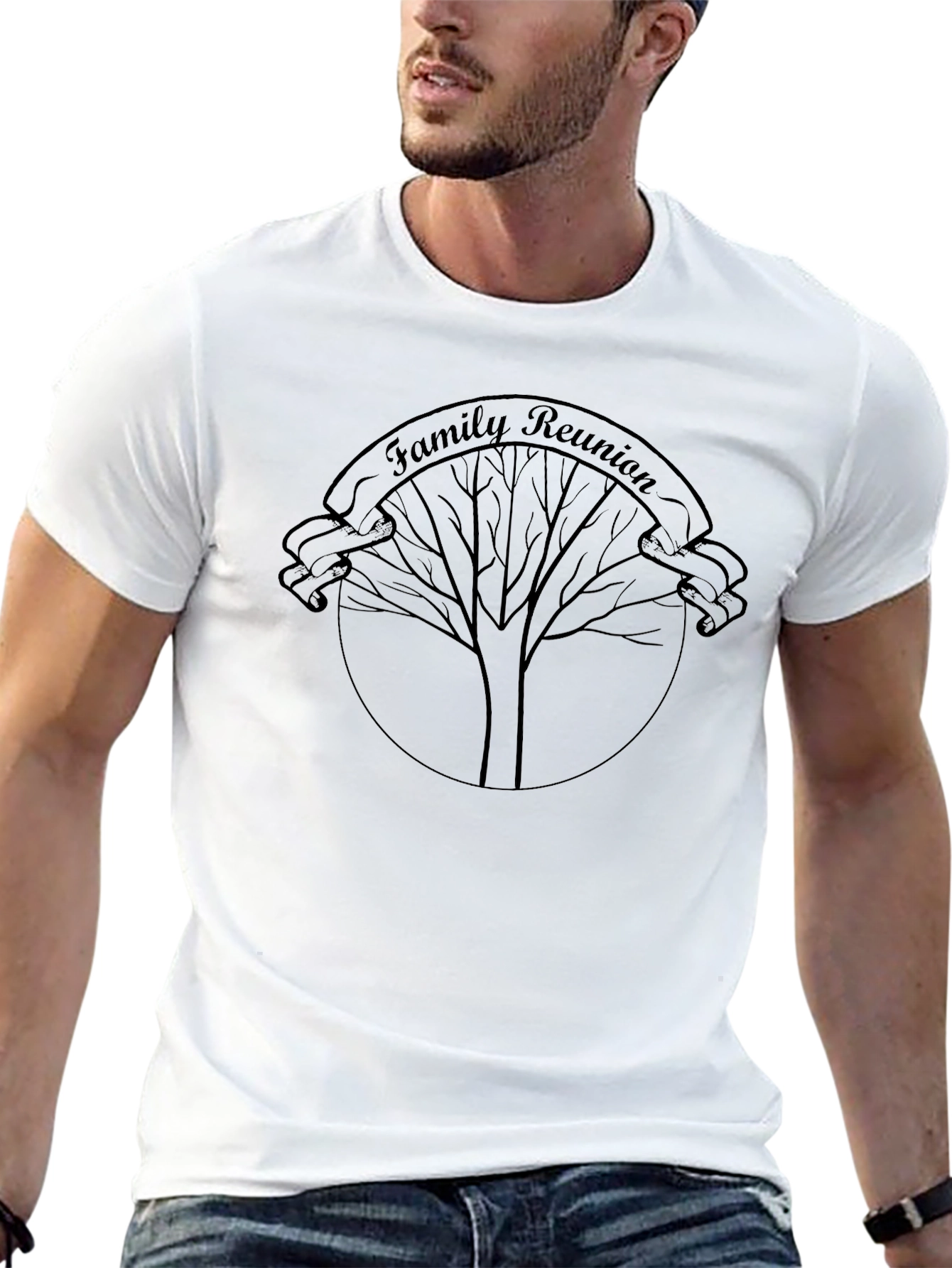 Family Reunion Tree Graphic T-Shirt - Black