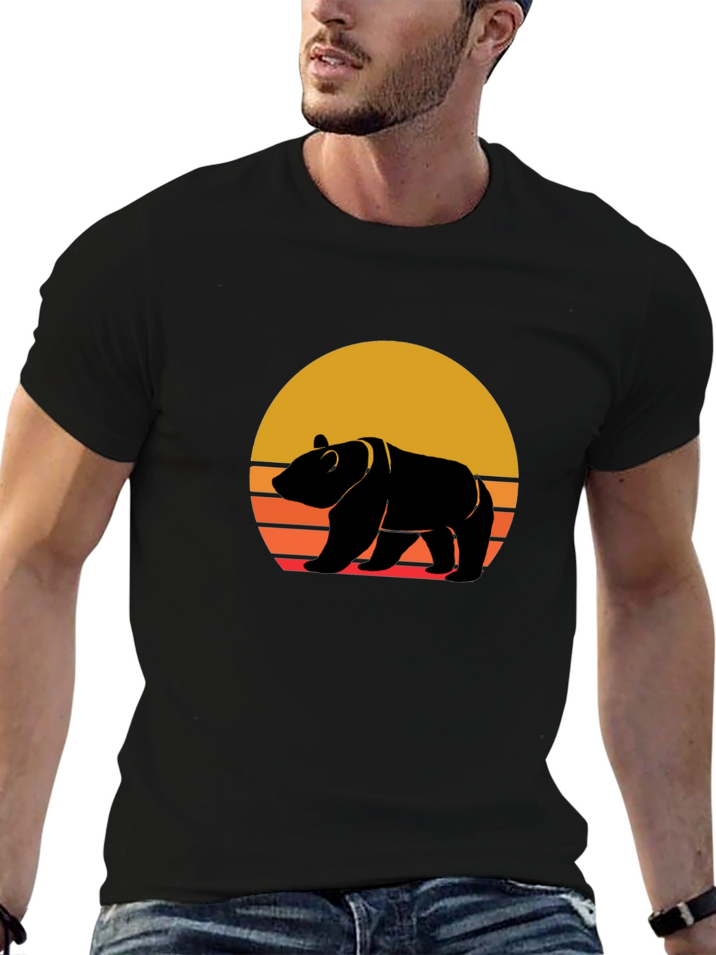 Retro Bear Sunset Graphic Tee