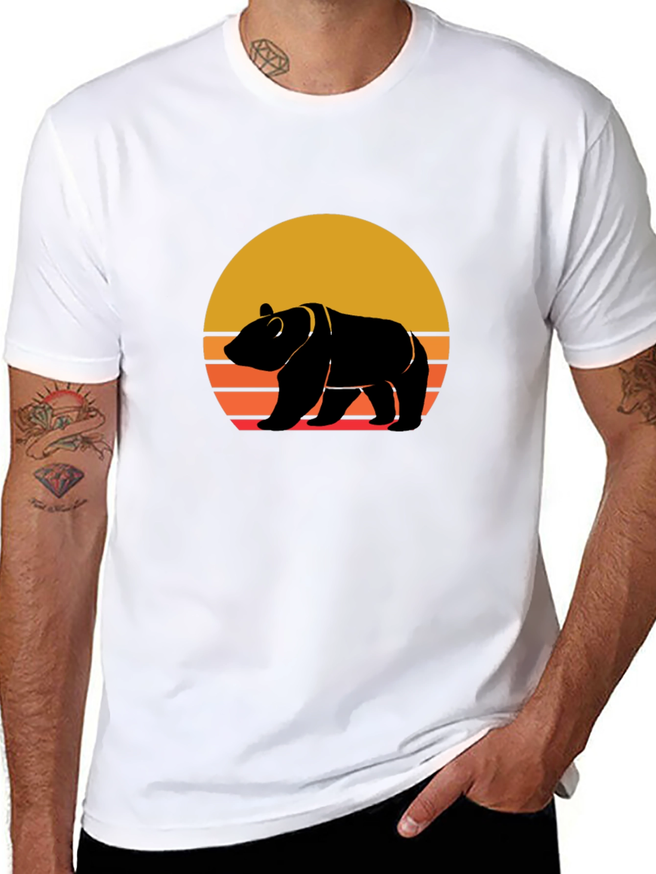 Retro Bear Sunset Graphic Tee