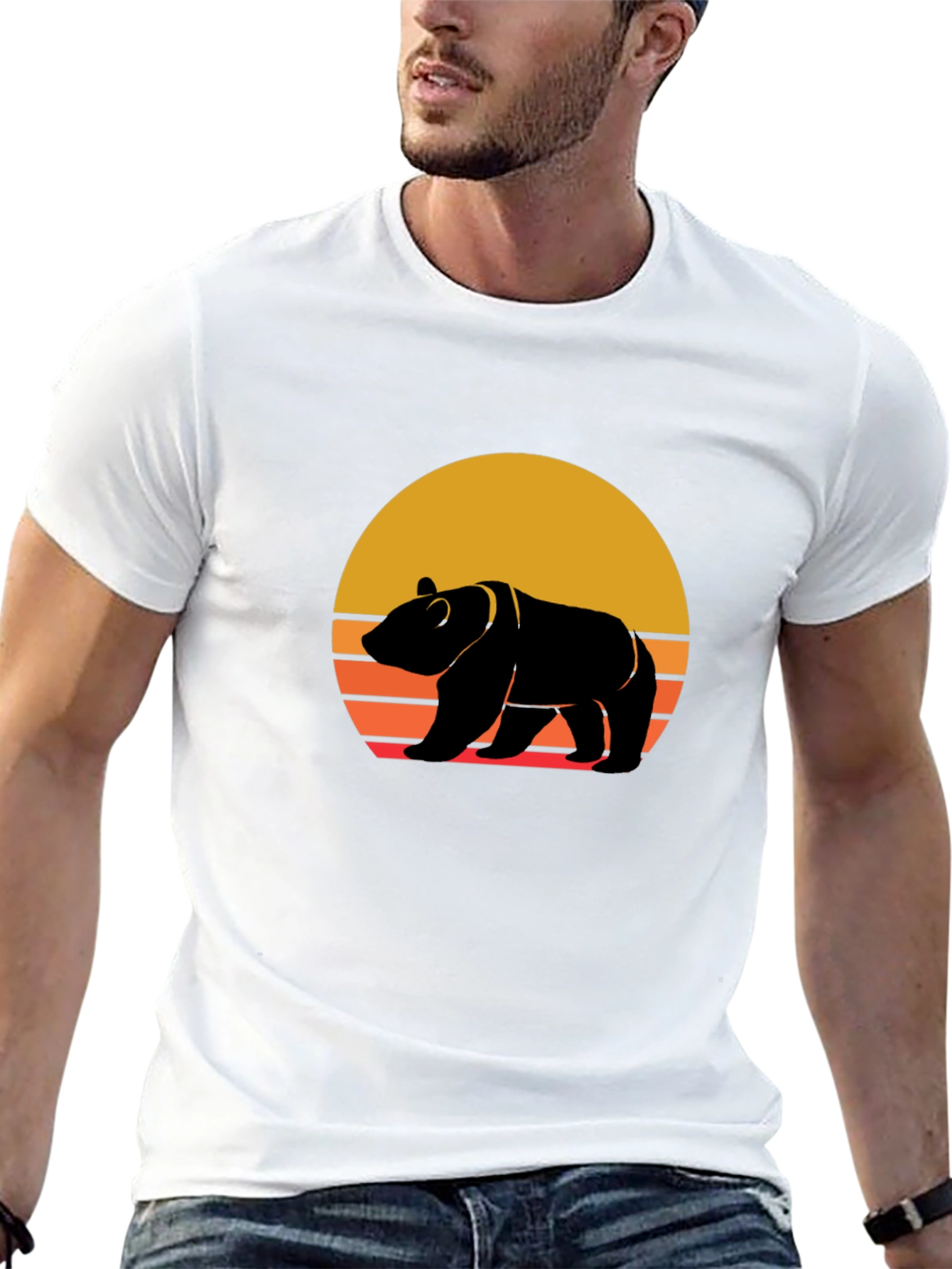 Retro Bear Sunset Graphic Tee