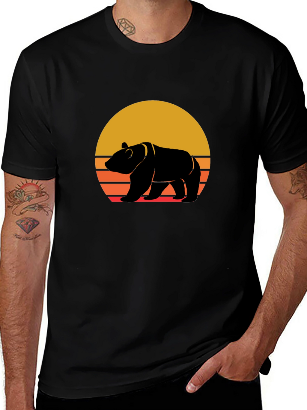 Retro Bear Sunset Graphic Tee