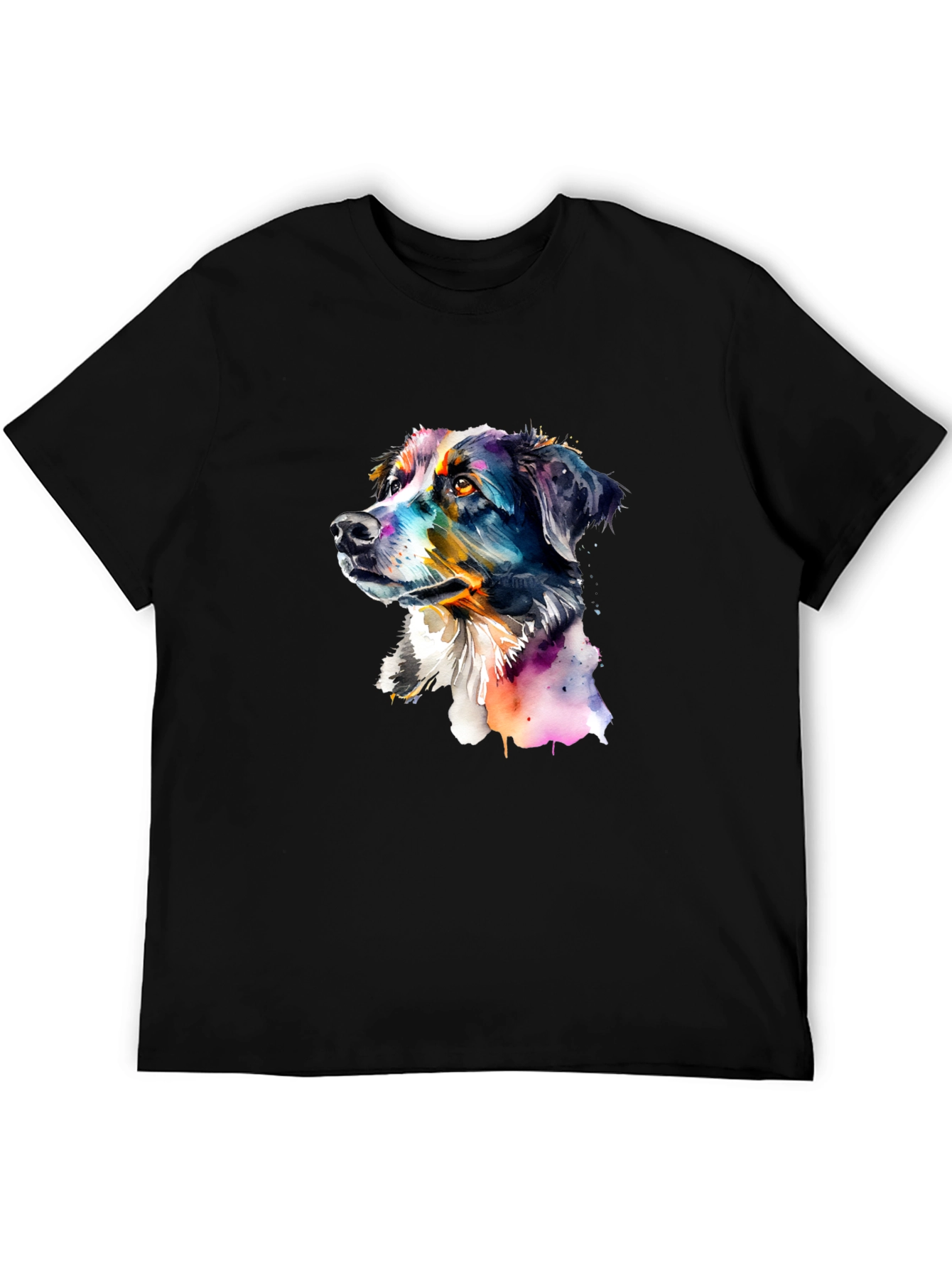 Dog Portrait Graphic Tee - Mens Black T-Shirt