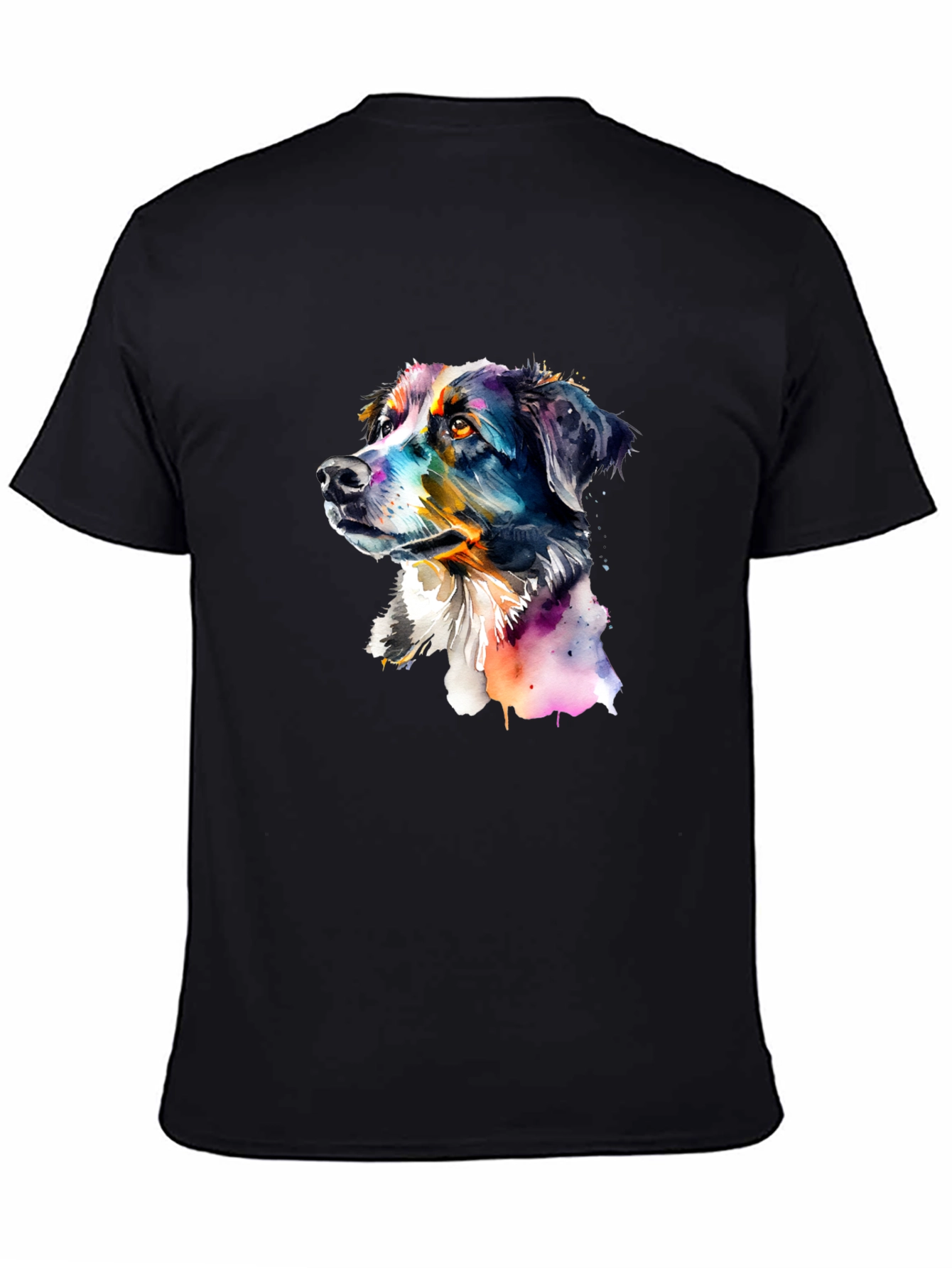 Dog Portrait Graphic Tee - Mens Black T-Shirt