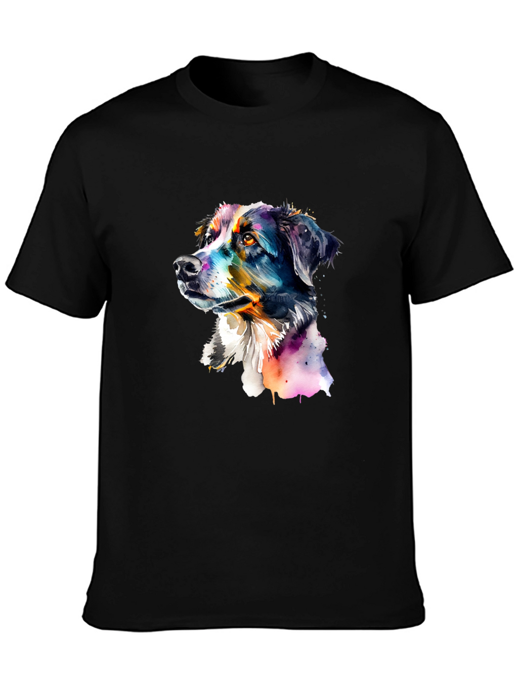 Dog Portrait Graphic Tee - Mens Black T-Shirt