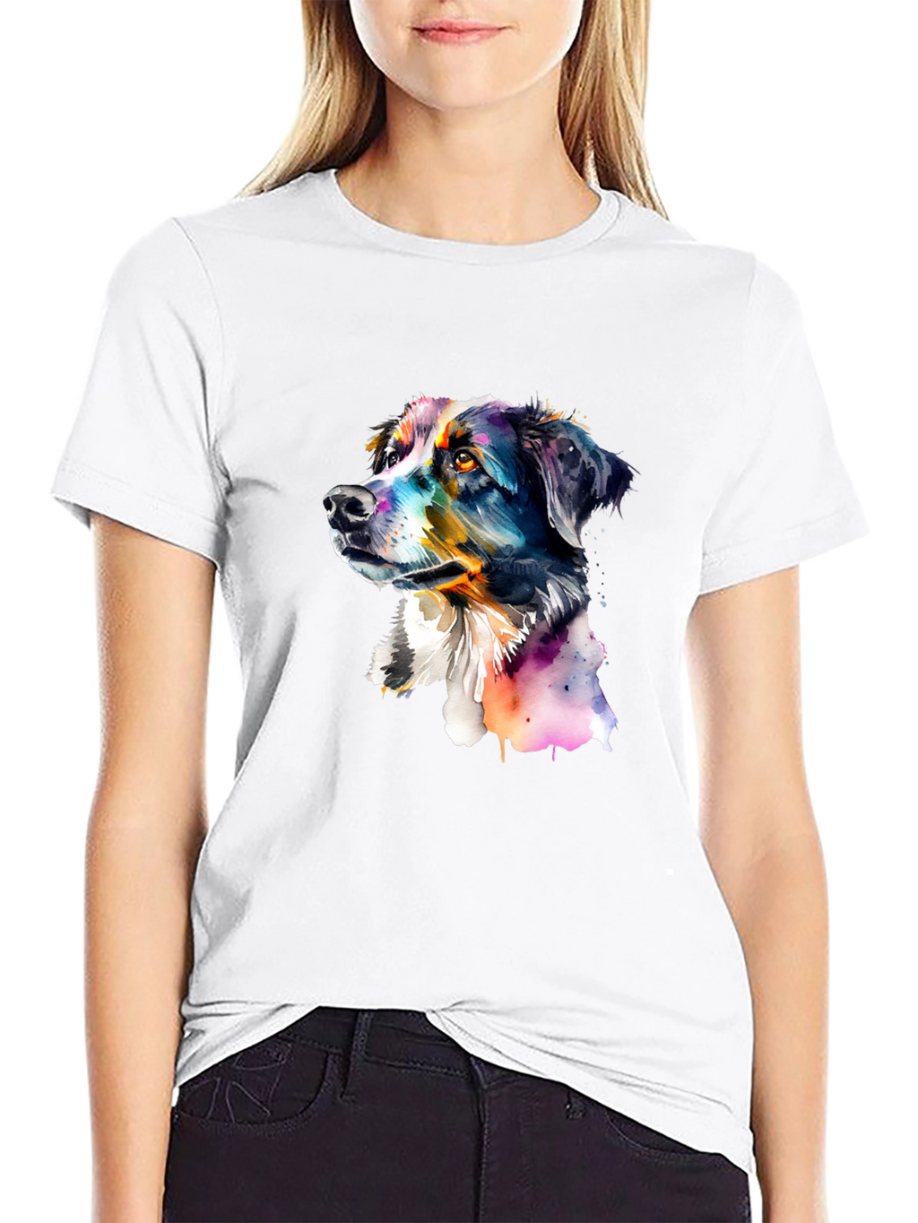 Dog Portrait Graphic Tee - Mens Black T-Shirt