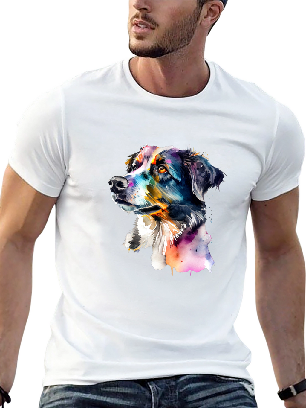 Dog Portrait Graphic Tee - Mens Black T-Shirt