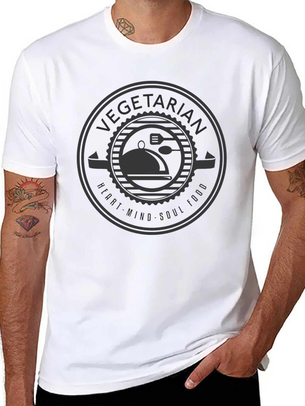 Vegetarian Heart Soul Food Black T-Shirt
