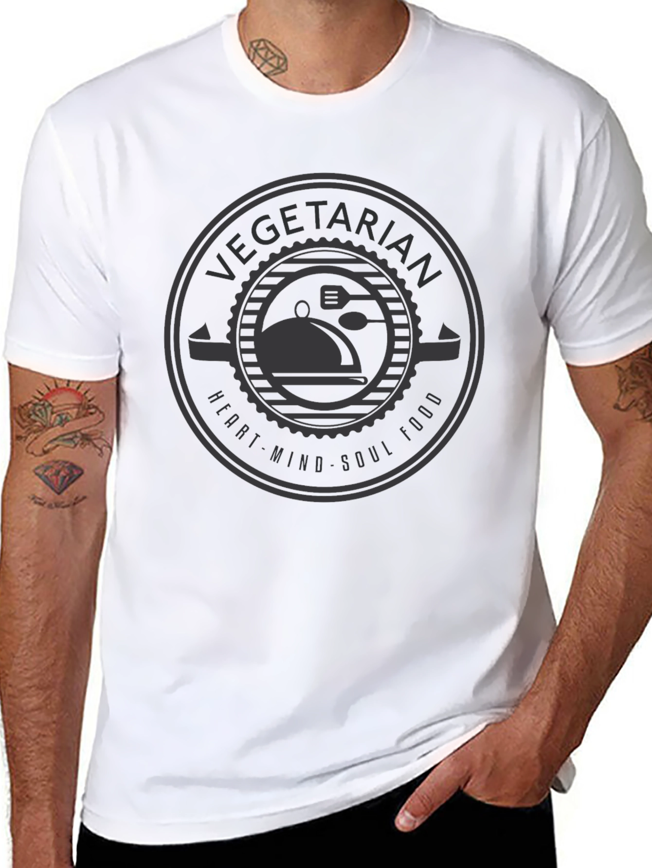 Vegetarian Heart Soul Food Black T-Shirt
