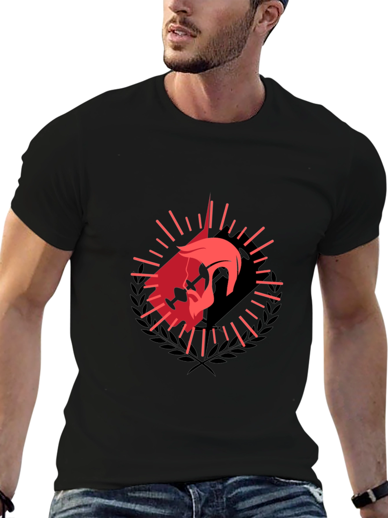 Spartan Helmet Graphic Black T-Shirt