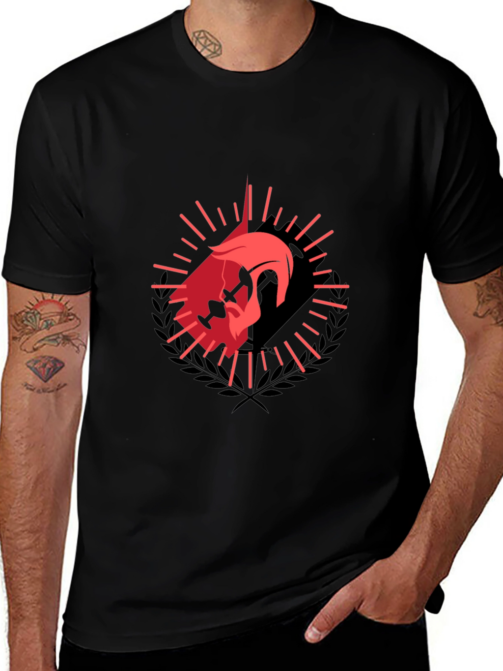 Spartan Helmet Graphic Black T-Shirt